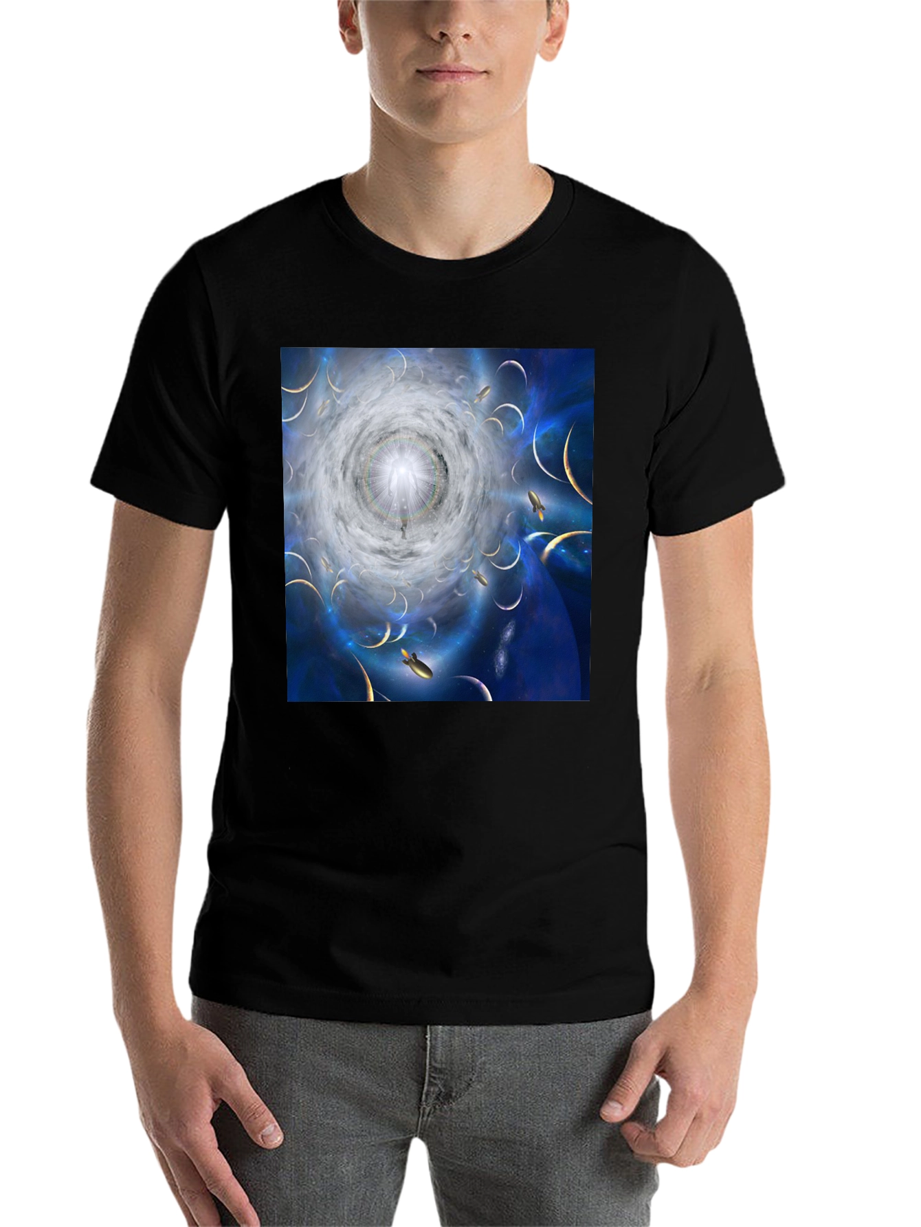 Black Celestial Dreamscape Graphic T-Shirt view 7