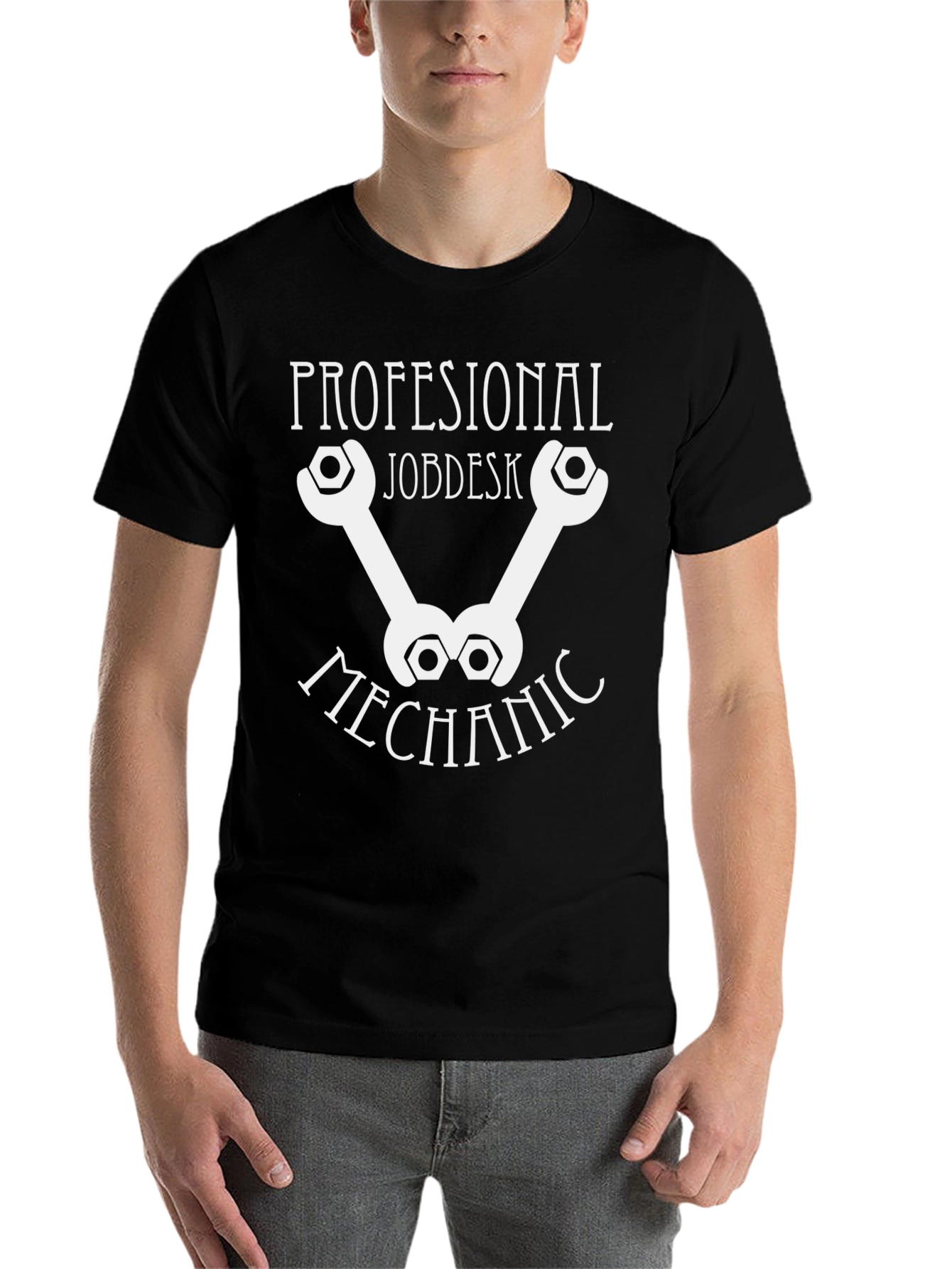Black Profesional Jobdesk Mechanic T-Shirt view 7
