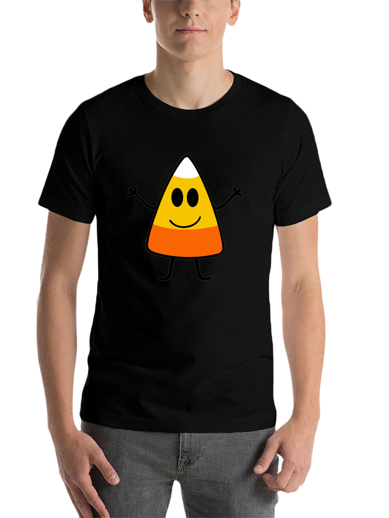 Black Funny Candy Corn Halloween Graphic T-Shirt view 7