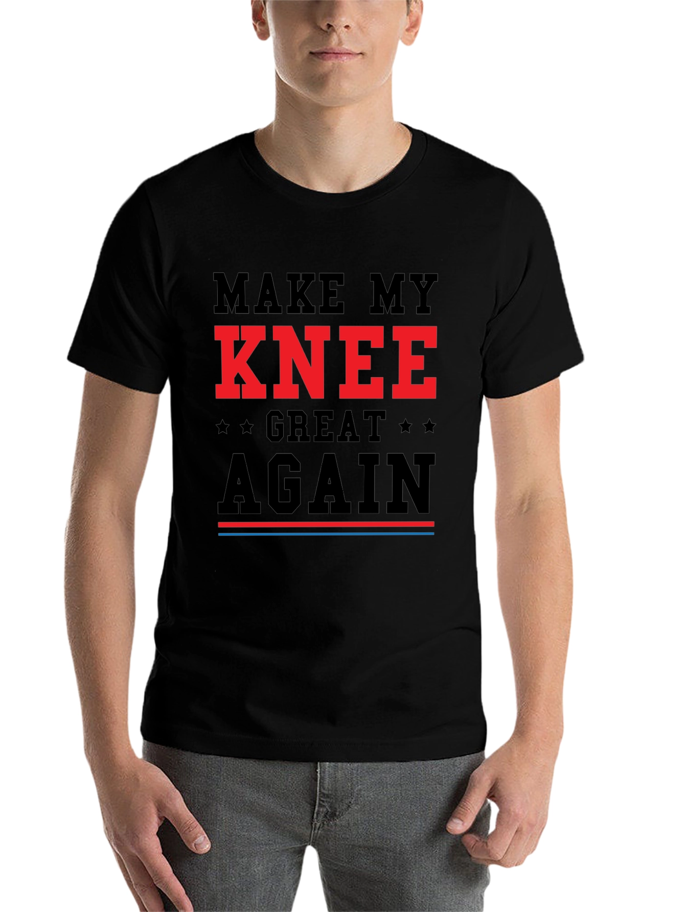 Black Make My Knee Great Again T-Shirt - Funny Recovery Tee view 7