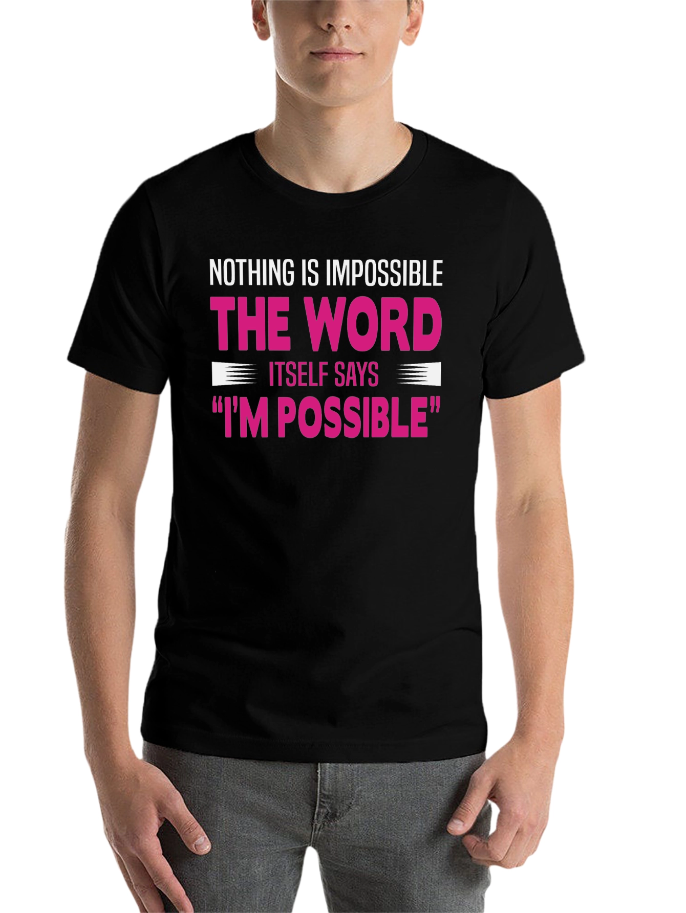 Black Motivational Graphic Tee - Nothing Is Impossible view 7