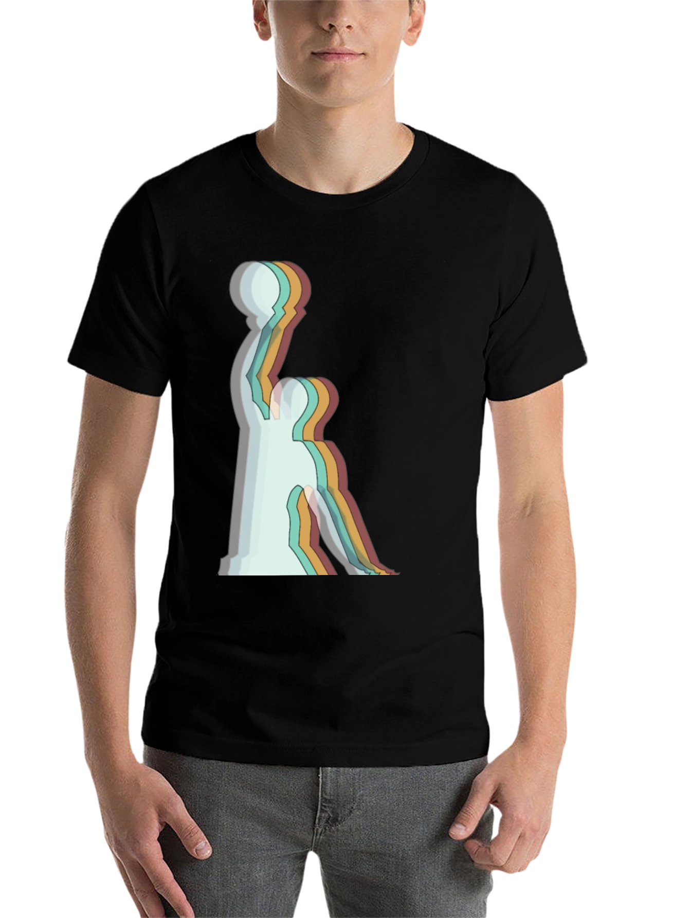 Black Retro Basketball Player Graphic Tee - Black Cotton T-Shirt view 7
