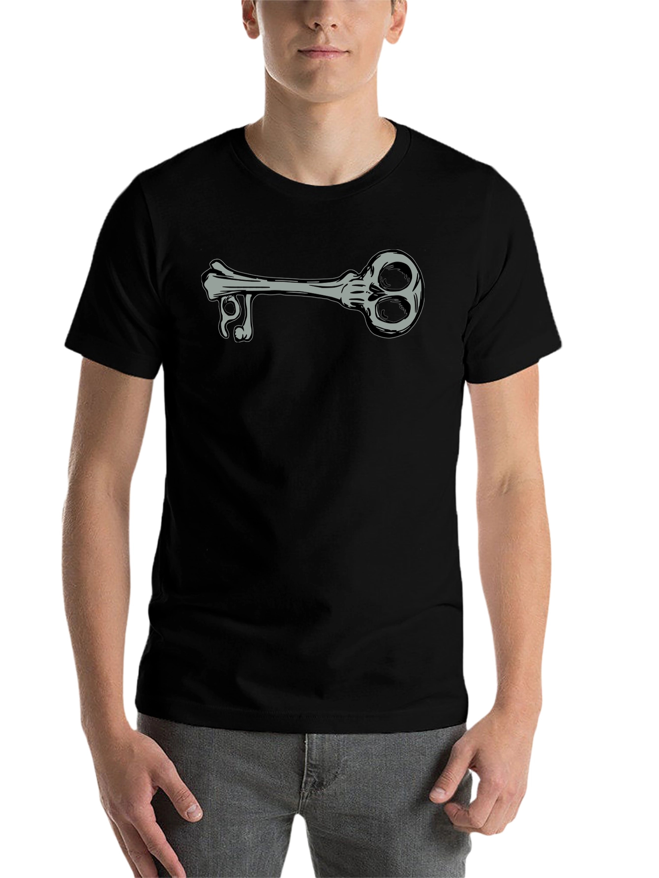 Black Skeleton Key Graphic Tee - Unisex Black T-Shirt view 7