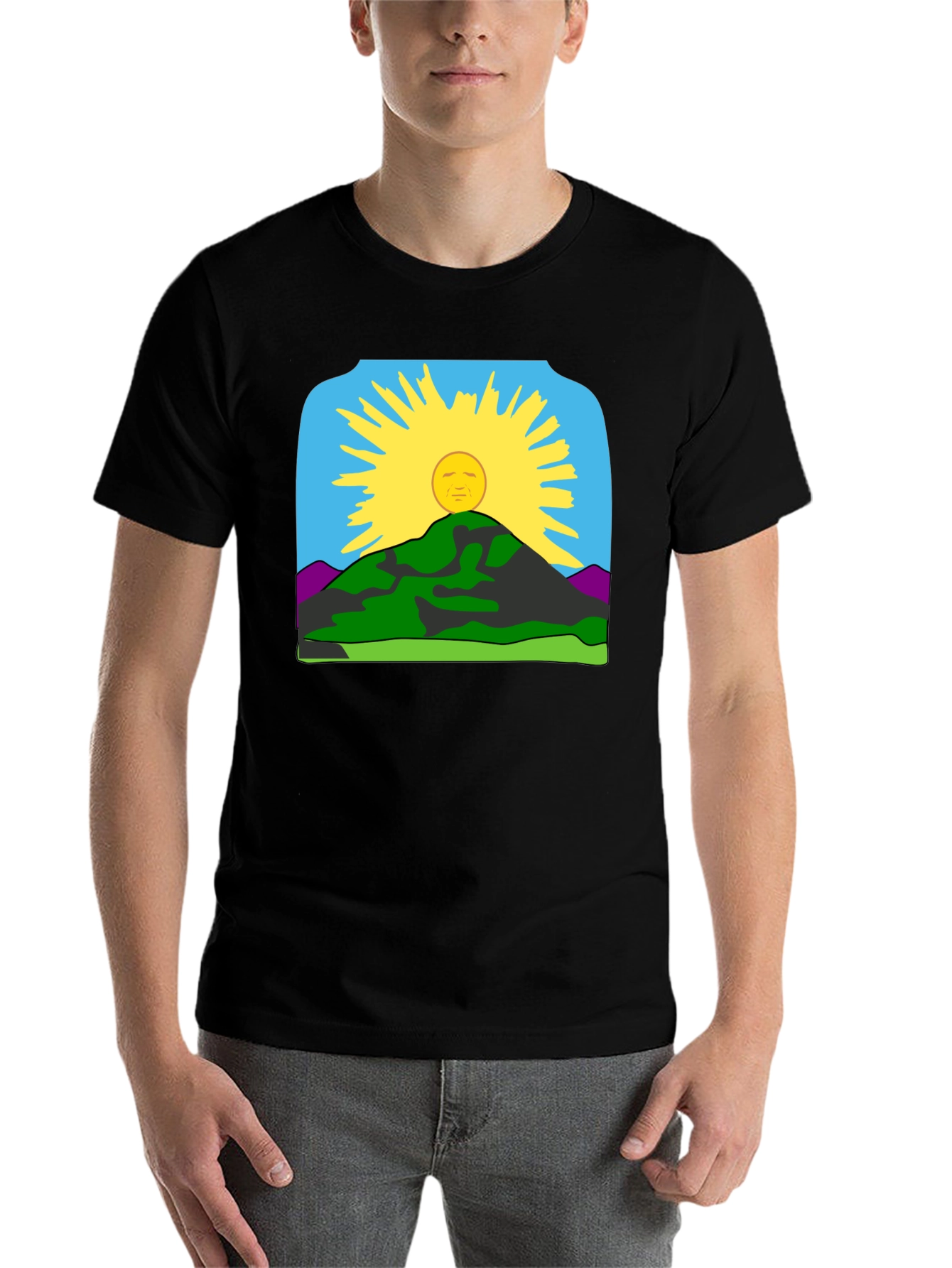 Black Sunrise Mountain Graphic Tee - Black Casual Shirt view 7