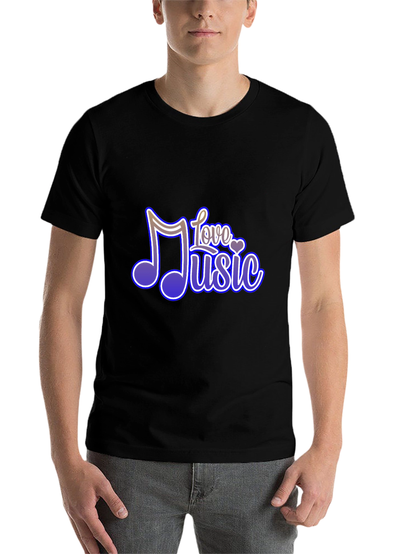Black Love Music Graphic Tee - Soft Black T-Shirt view 7