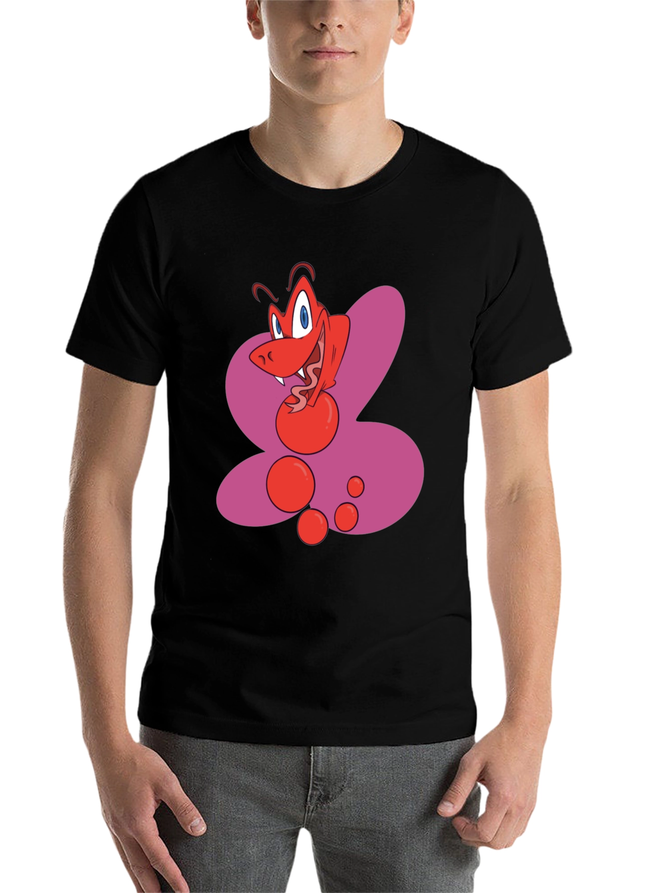 Black Cartoon Ant Graphic Black T-Shirt view 7