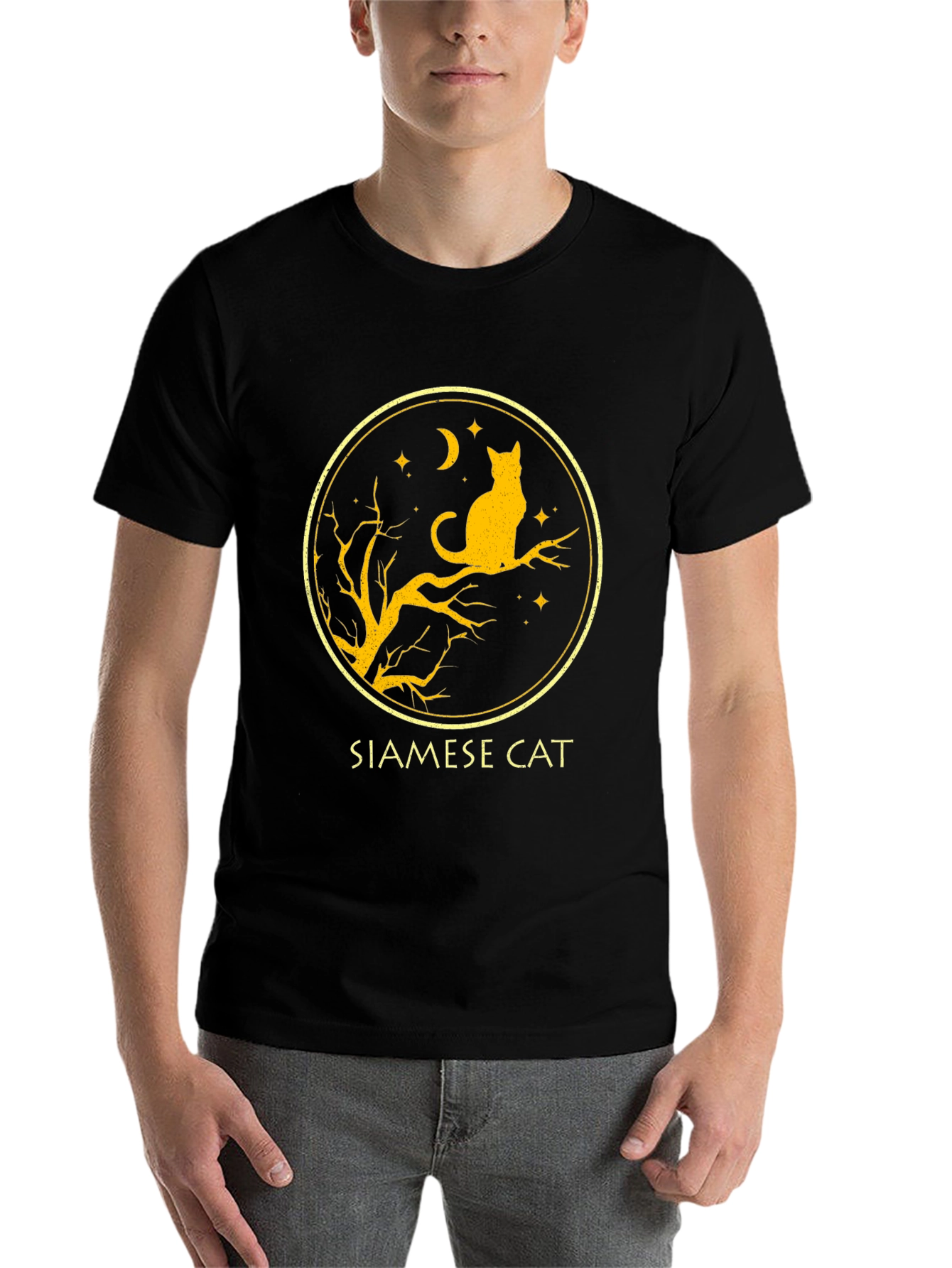 Black Siamese Cat T-Shirt - Black view 7