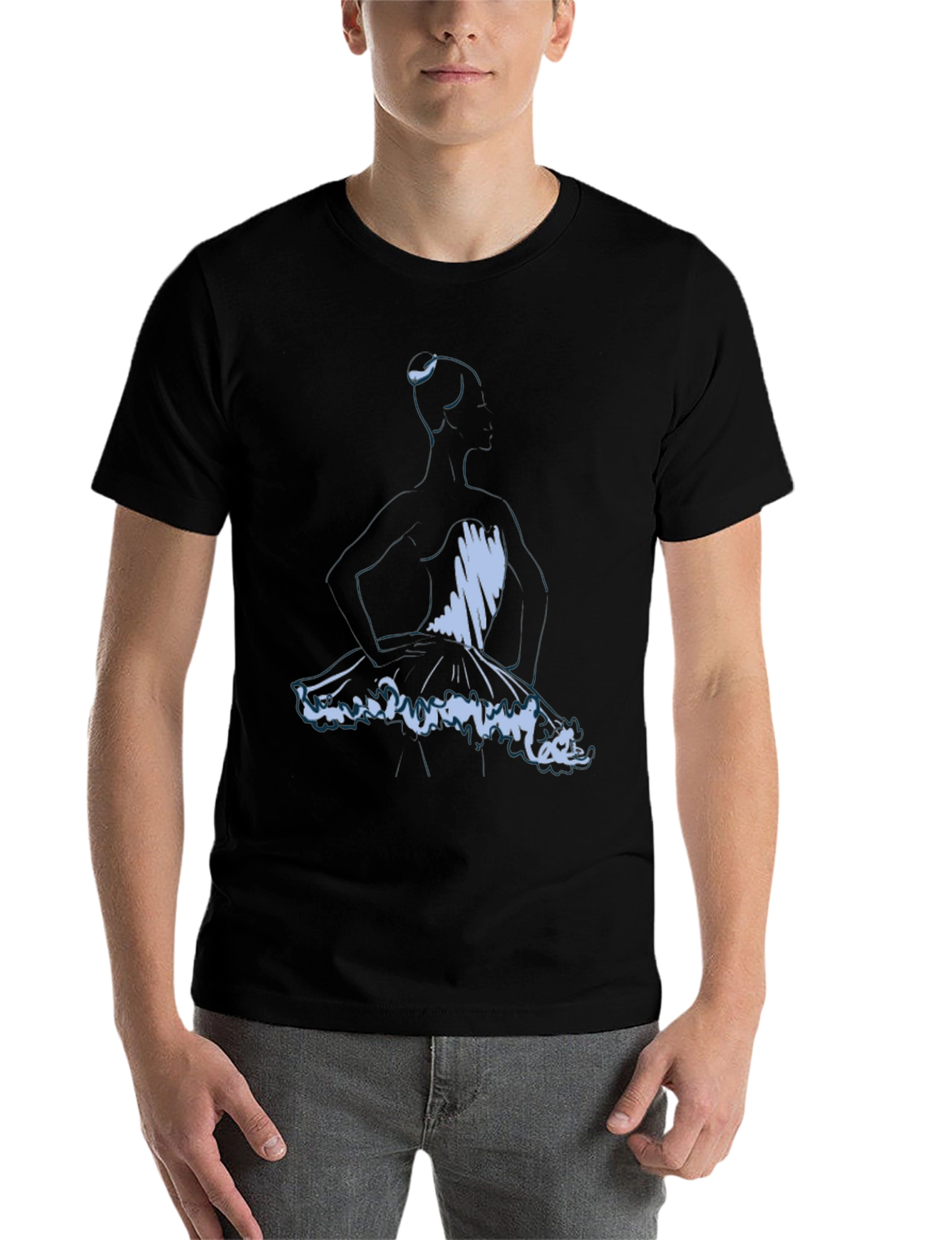 Black Ballerina Sketch Graphic Tee - Soft Black T-Shirt view 7