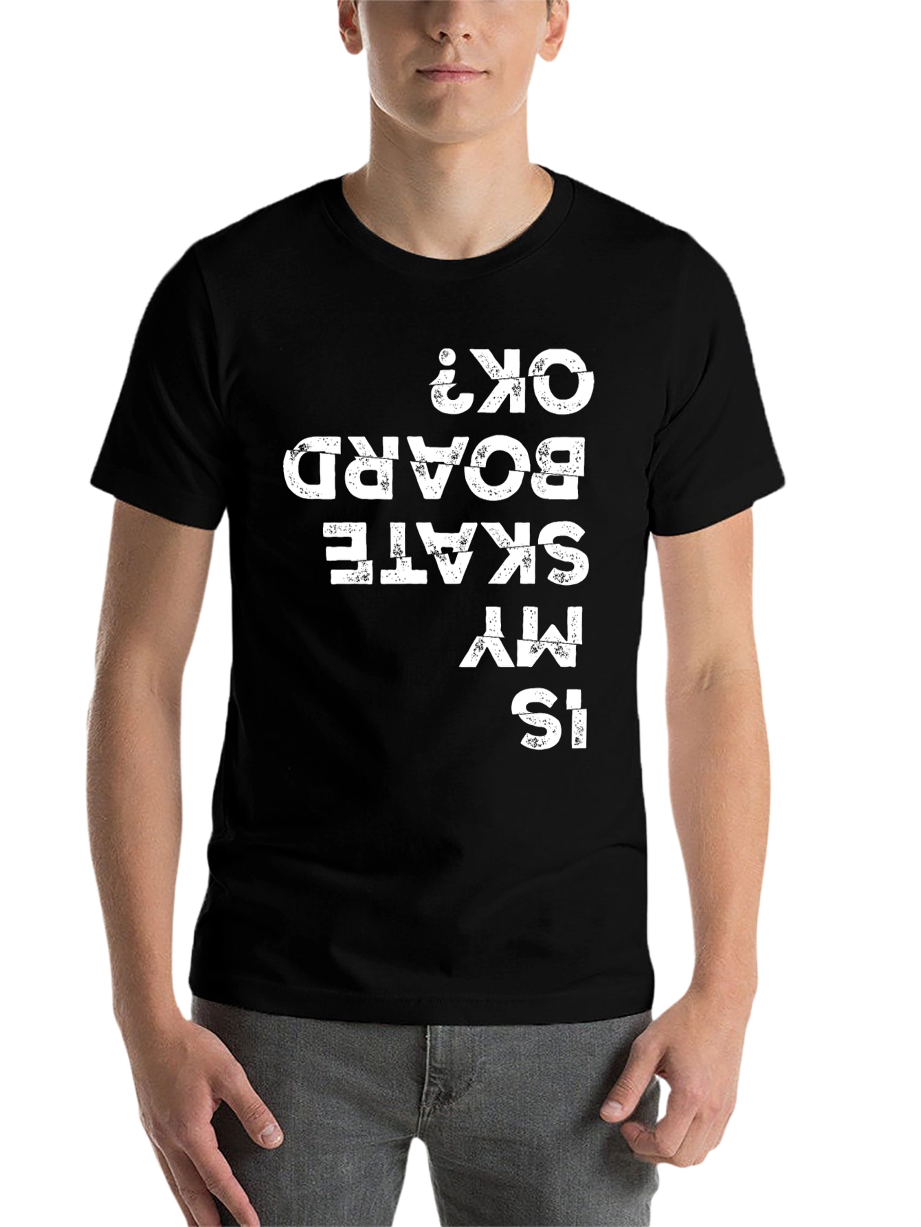 Black Is My Skateboard OK? Graphic Tee view 7