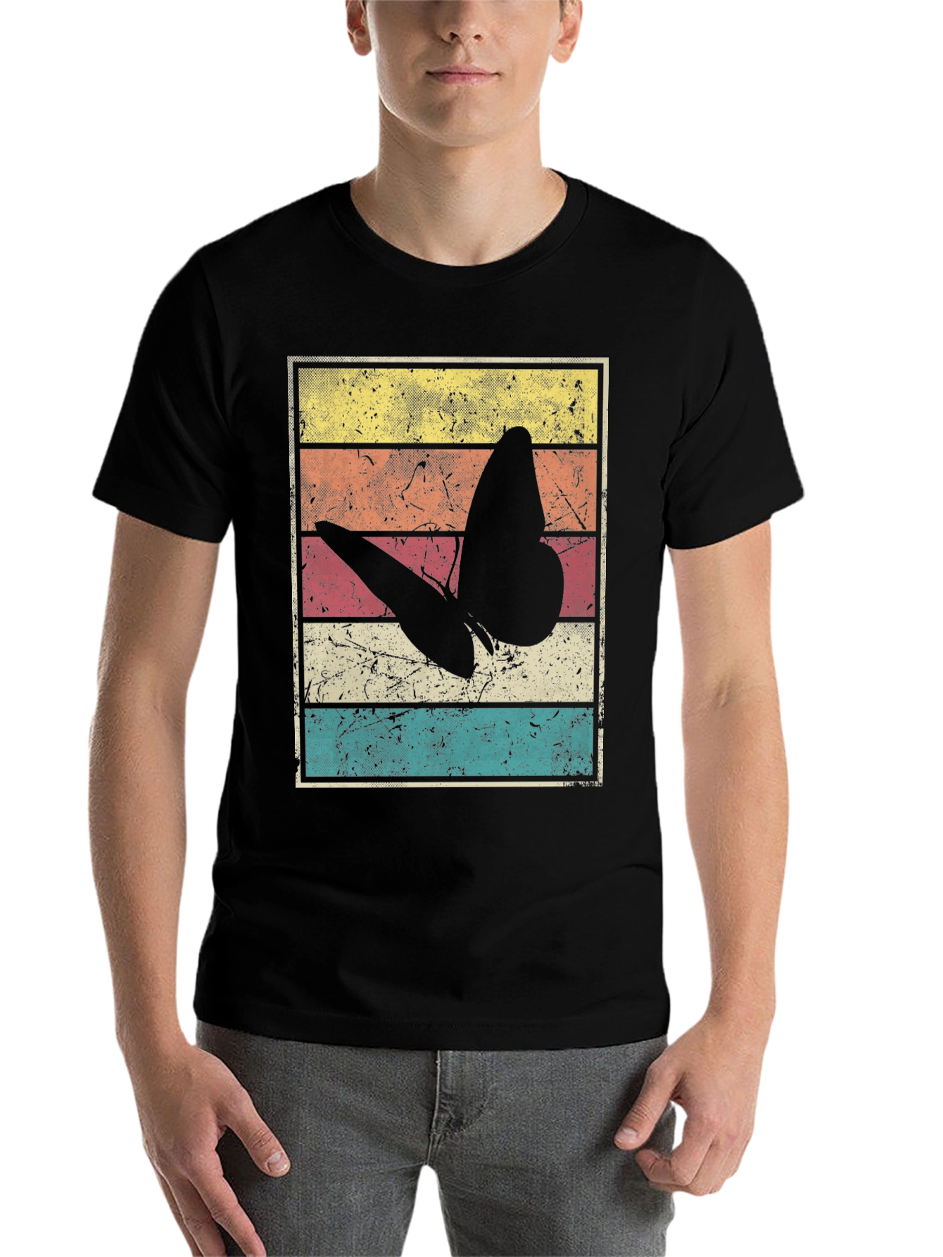 Black Retro Butterfly Graphic T-Shirt - Vintage Style view 7