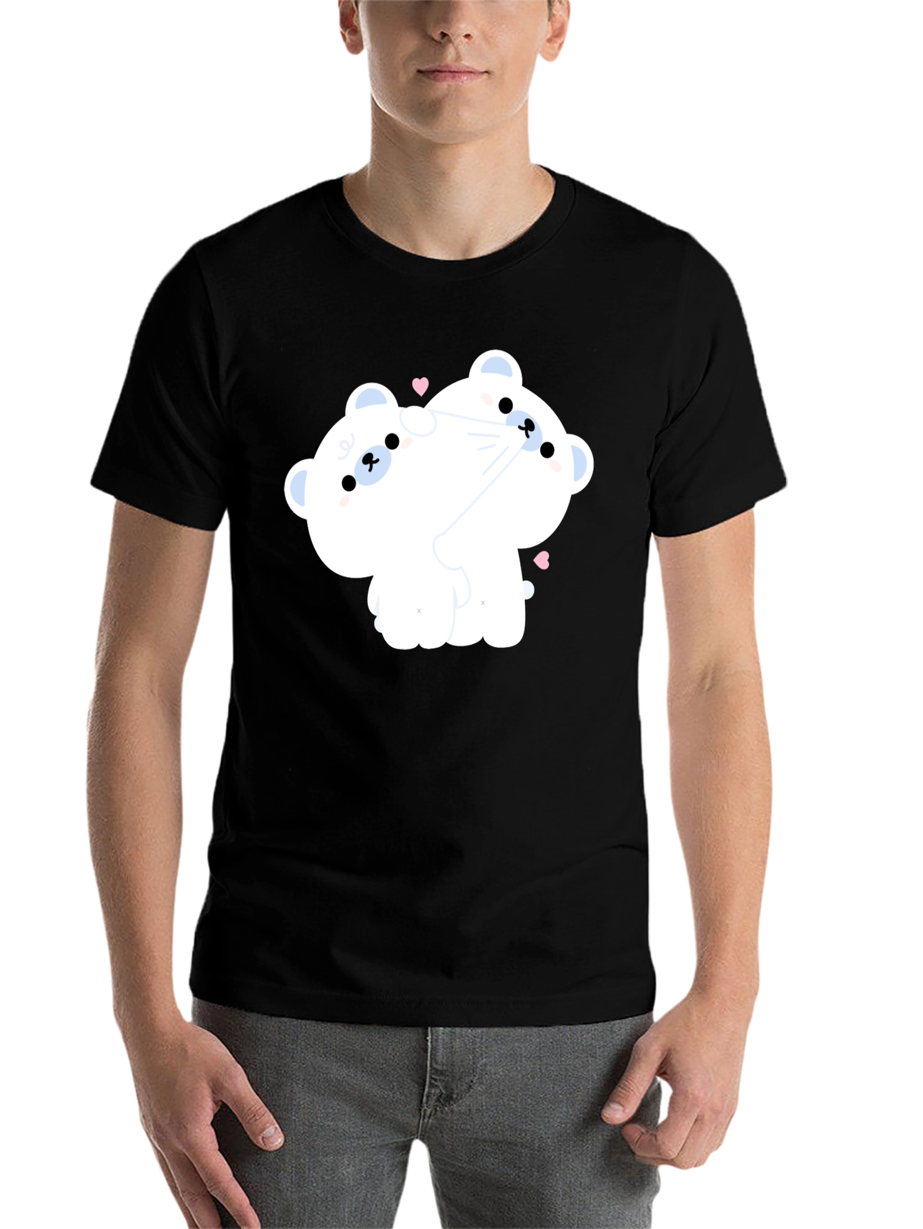 Black Cute Cartoon Bear T-Shirt view 7