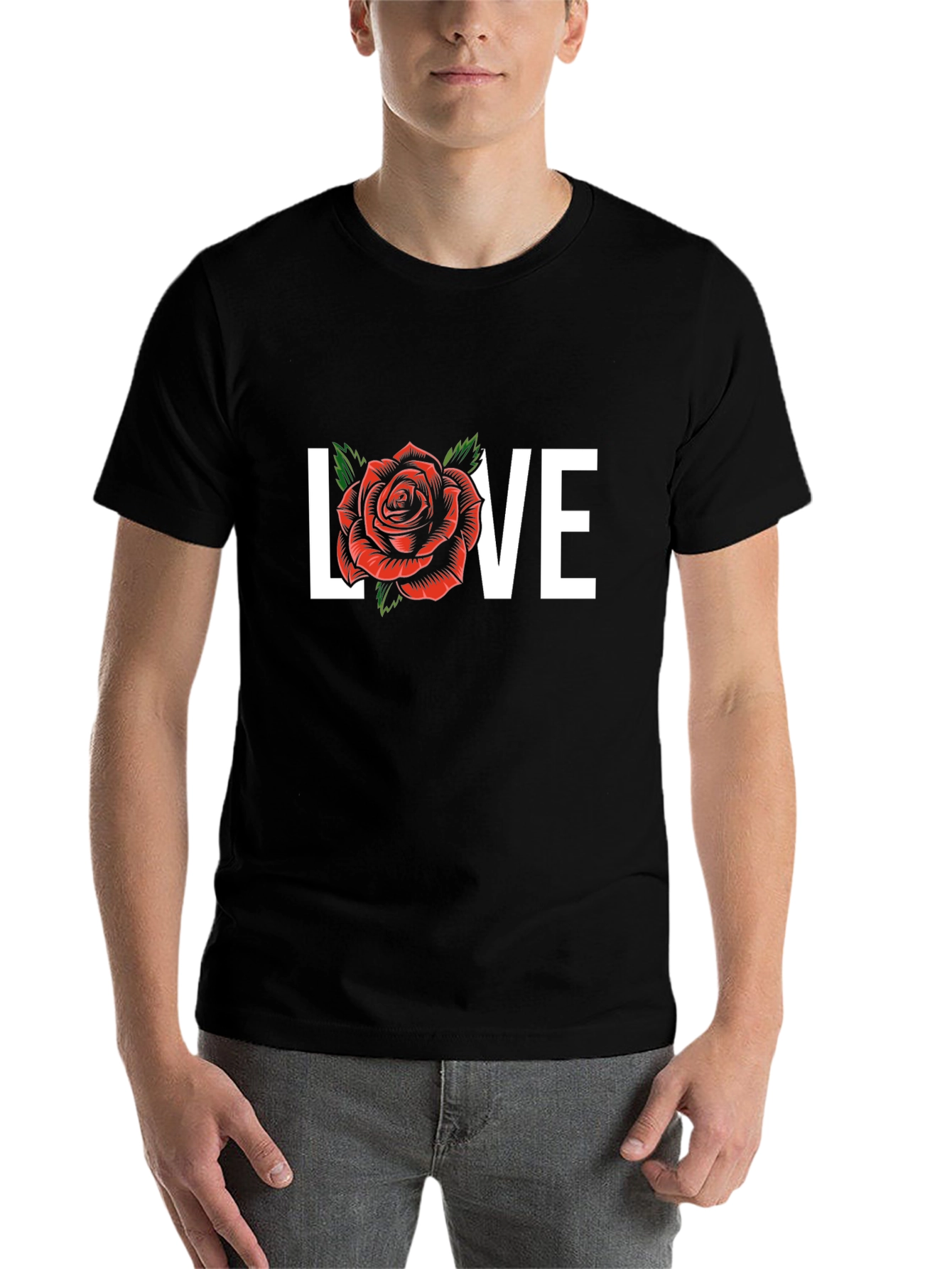 Black Love Rose Graphic Tee - Black view 7
