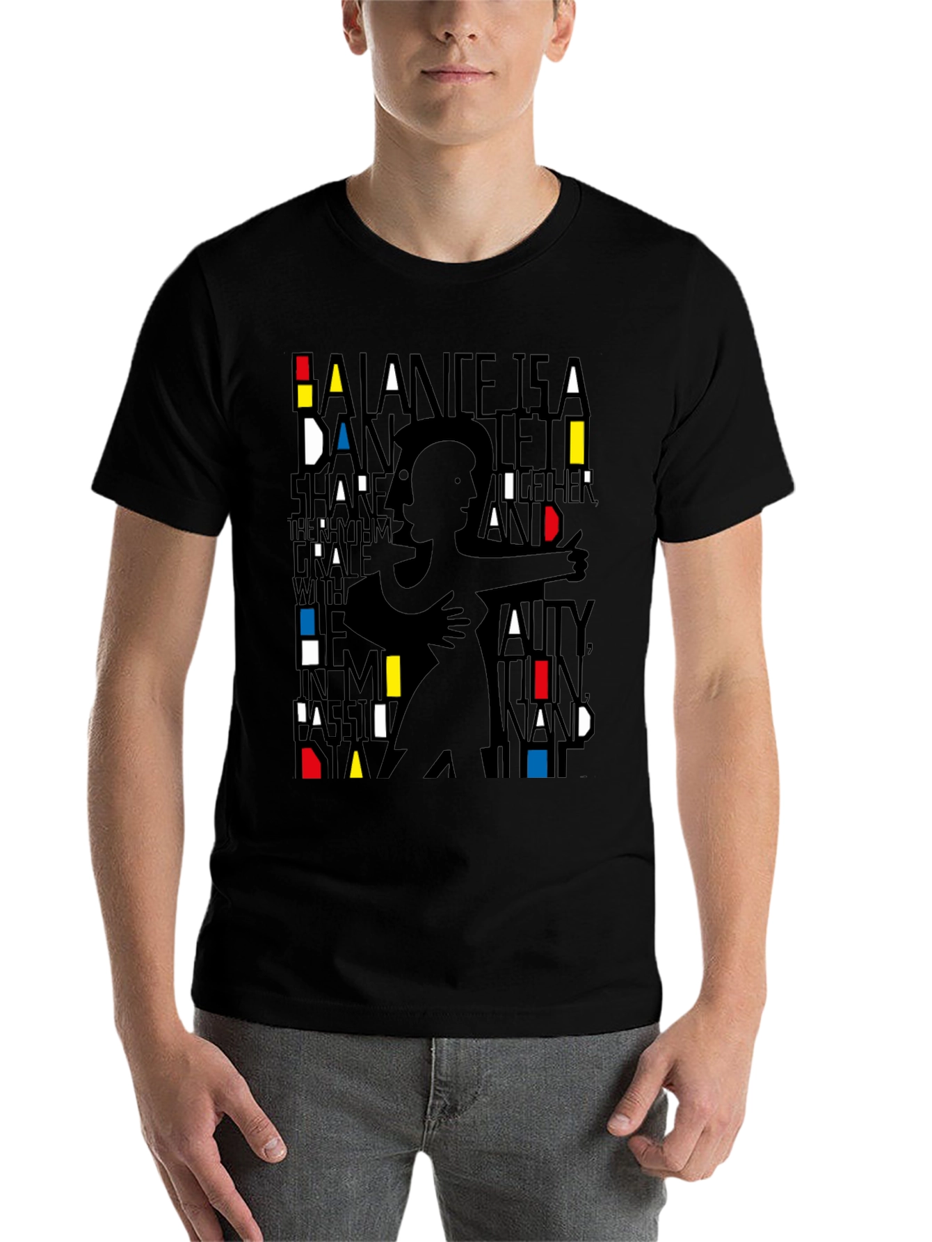 Black Modern Art Dance Silhouette Graphic Tee - Unisex view 7