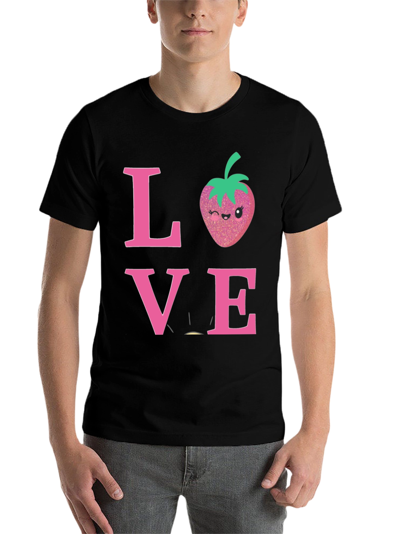Black Love Strawberry Graphic T-Shirt view 7