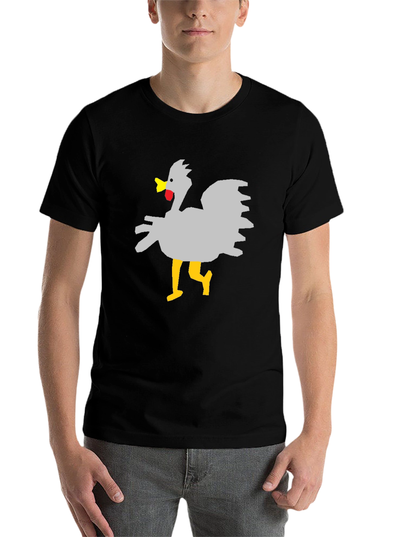 Black Funny Chicken Graphic T-Shirt - Unisex Black Tee view 7