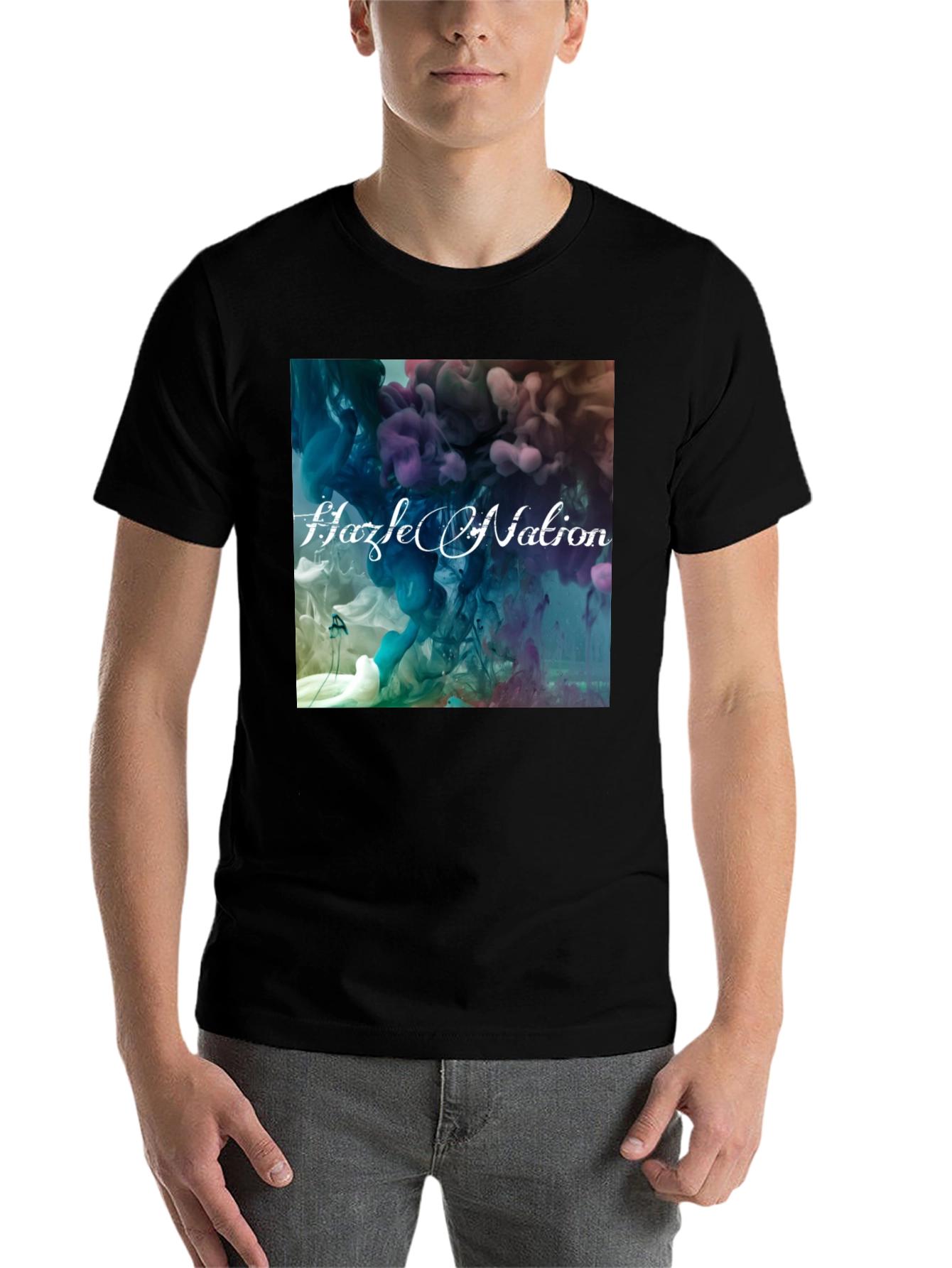 Black Abstract Ink Hazel Nation Black T-Shirt view 7