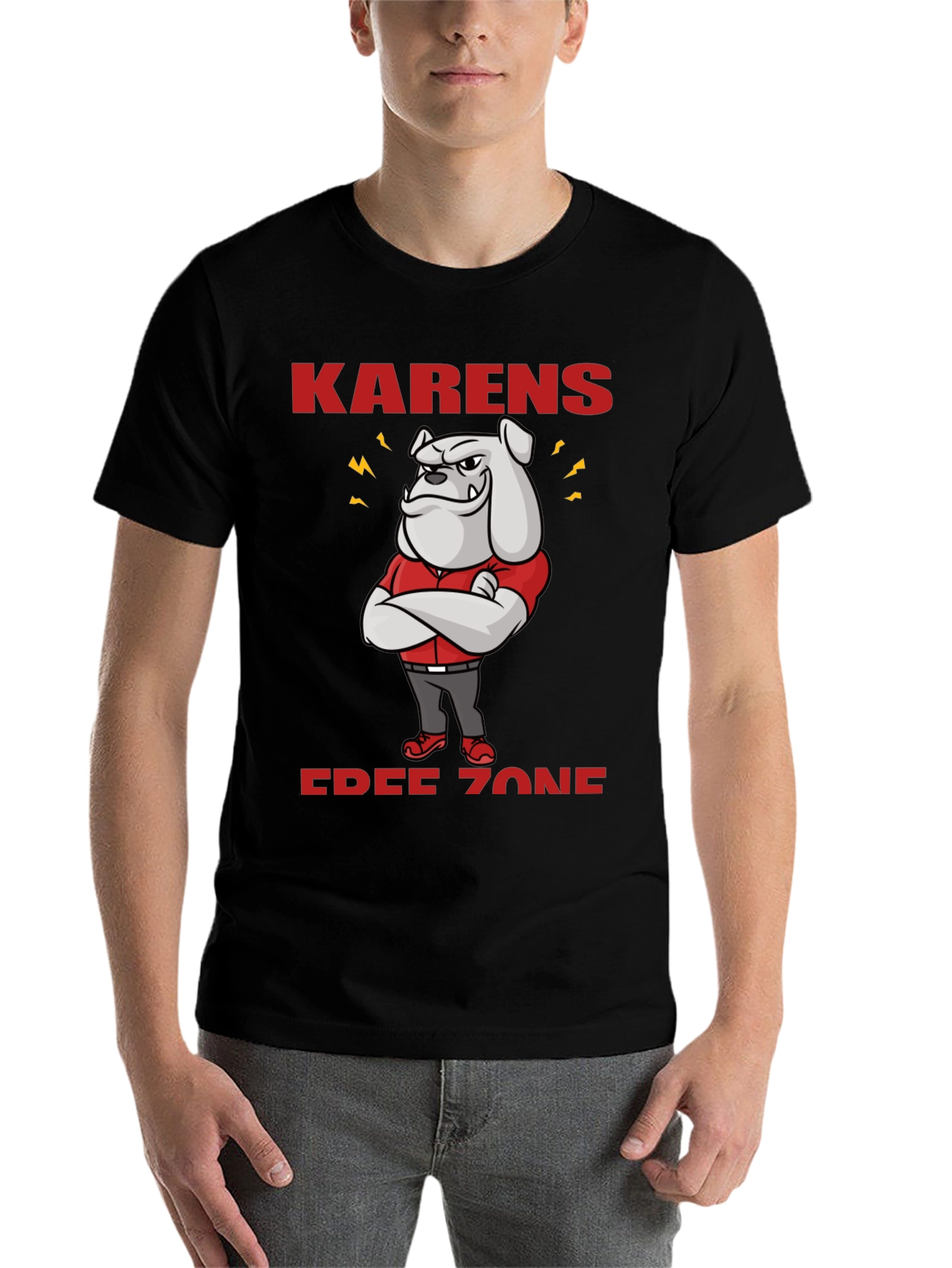 Black Karens Free Zone Bulldog T-Shirt view 7
