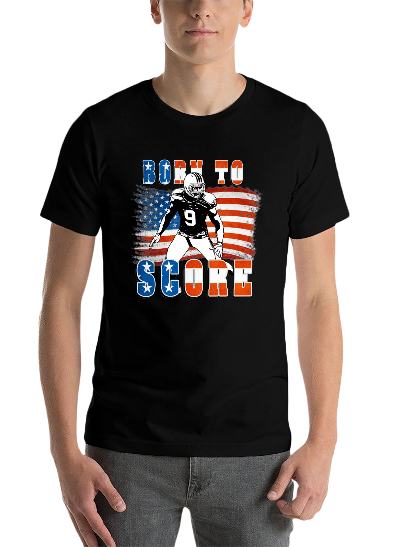 Black Born To Score Football Graphic Tee view 7