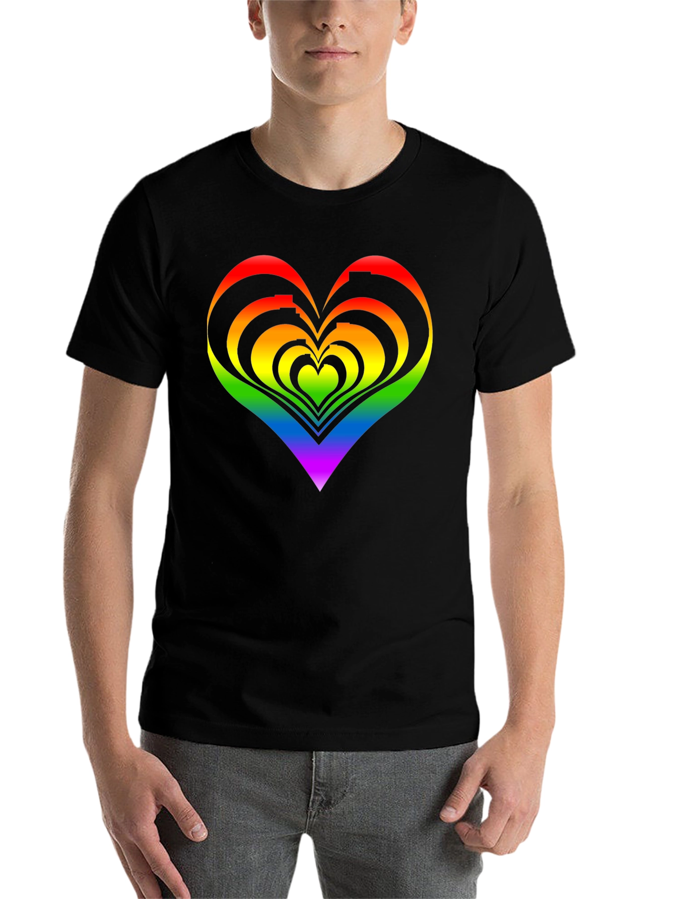Black Rainbow Heart Graphic Tee - Pride Apparel view 7