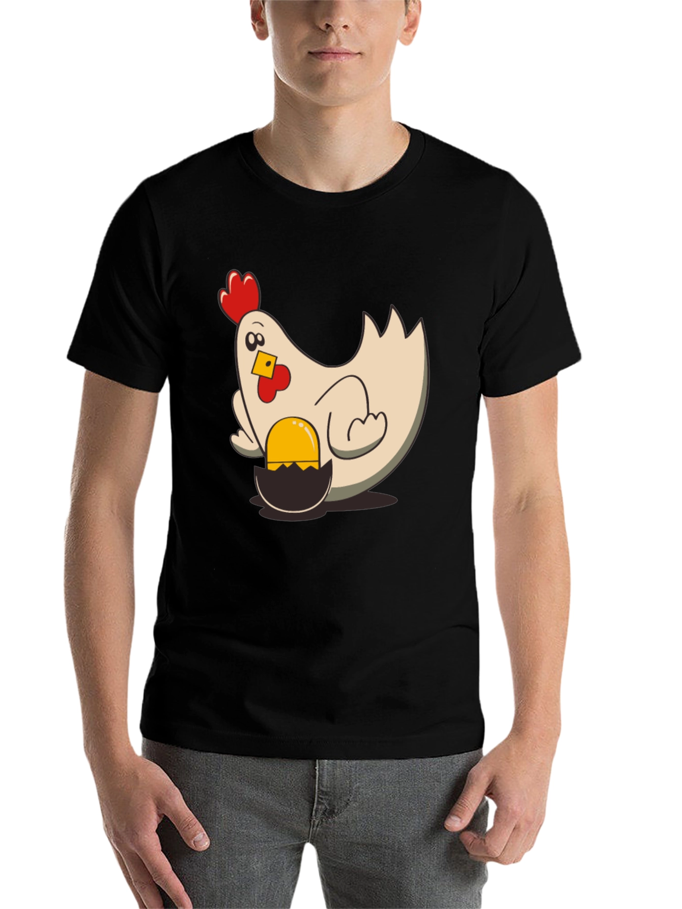 Black Funny Chicken and Egg T-Shirt - Novelty Graphic Tee view 7