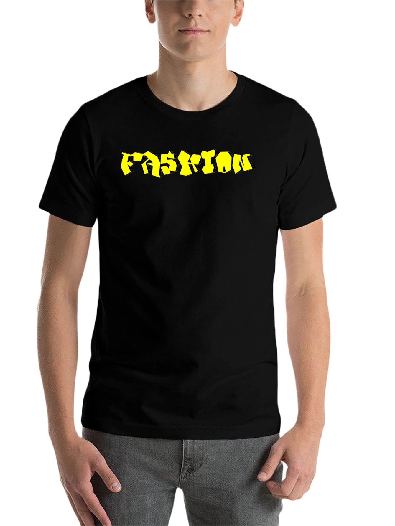Black Men's Black Fashion Graphic Tee view 7