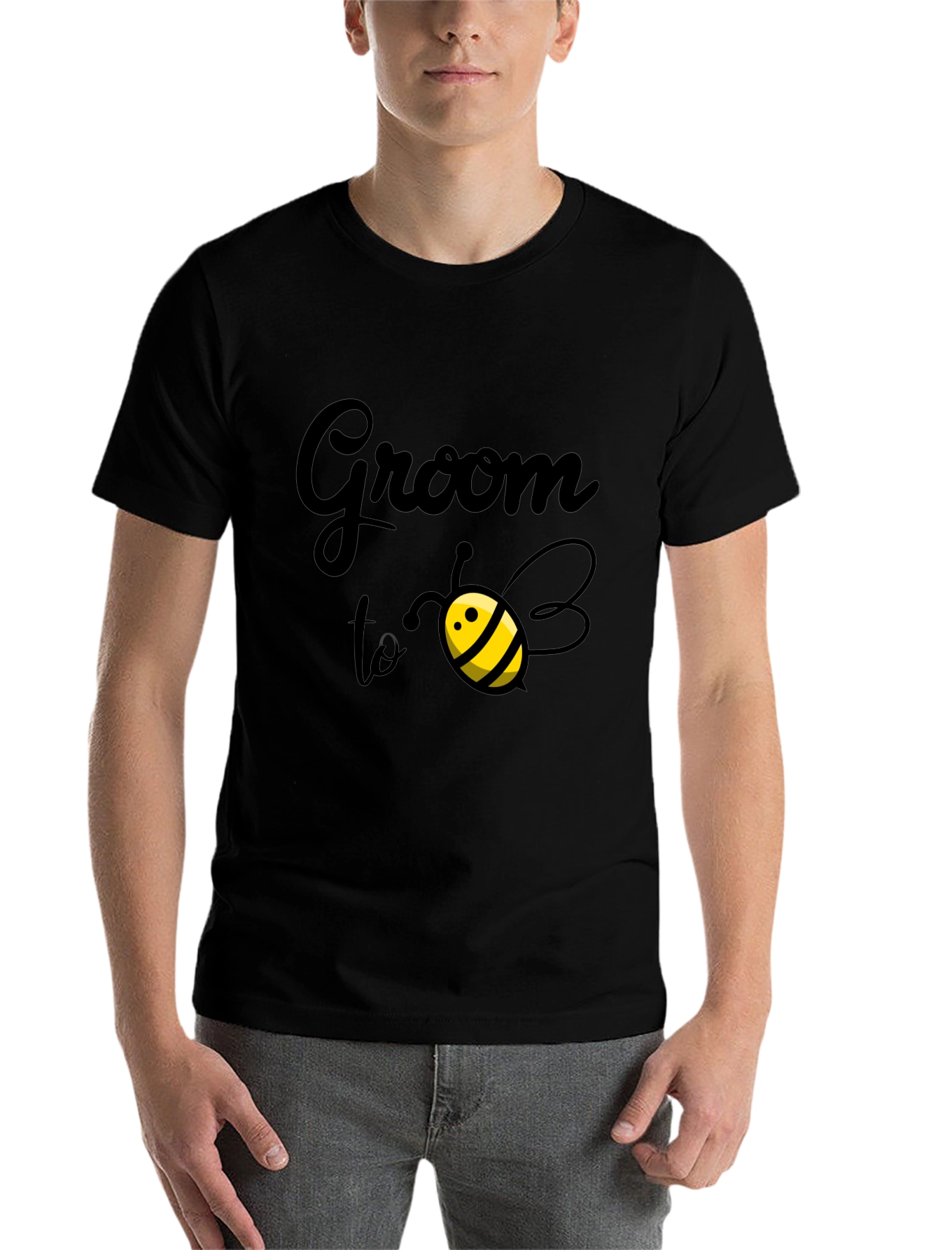 Black Groom to Bee T-Shirt - Black Cotton Blend view 7
