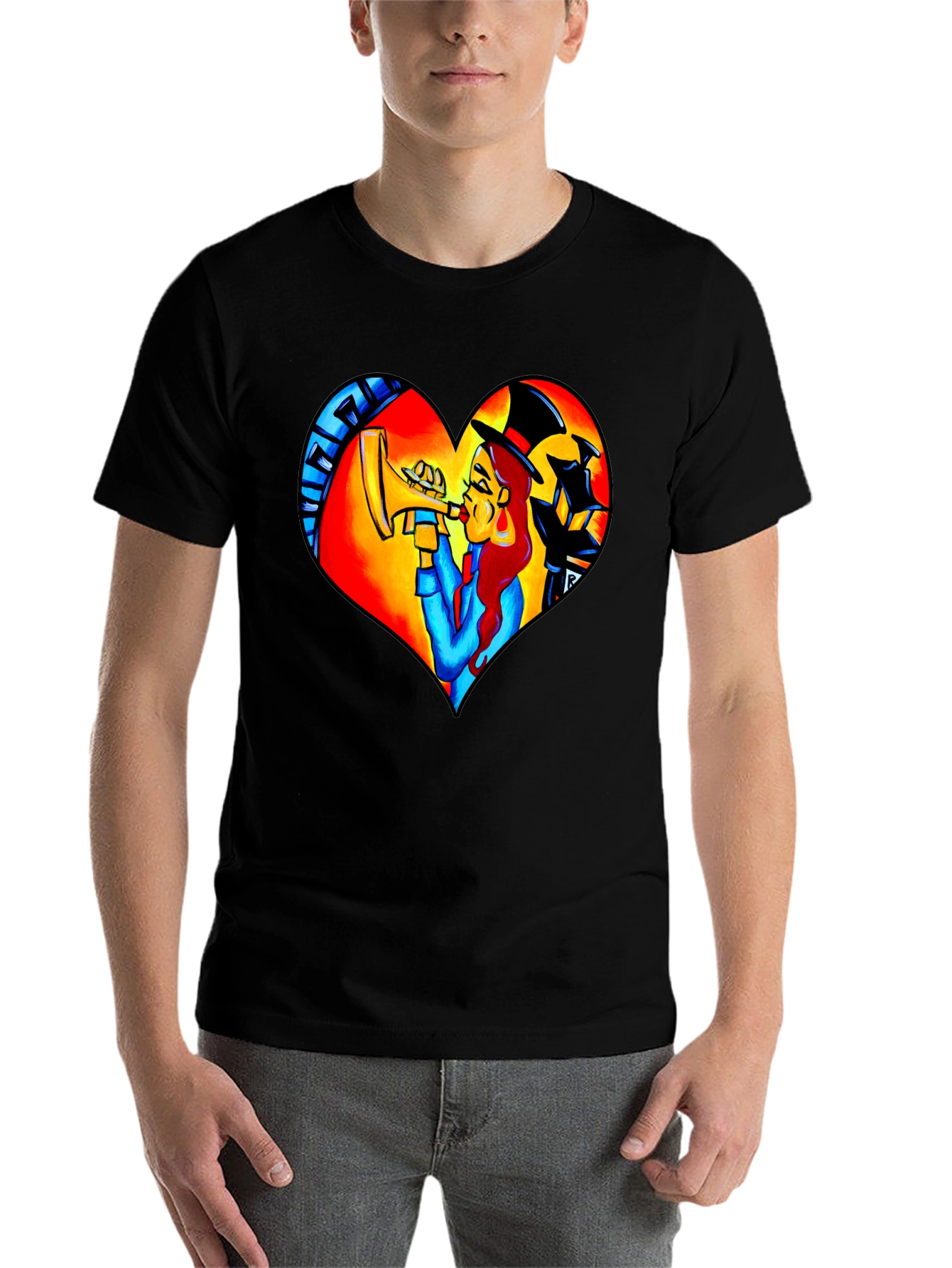 Black Jazz Heart T-Shirt - Musical Design view 7