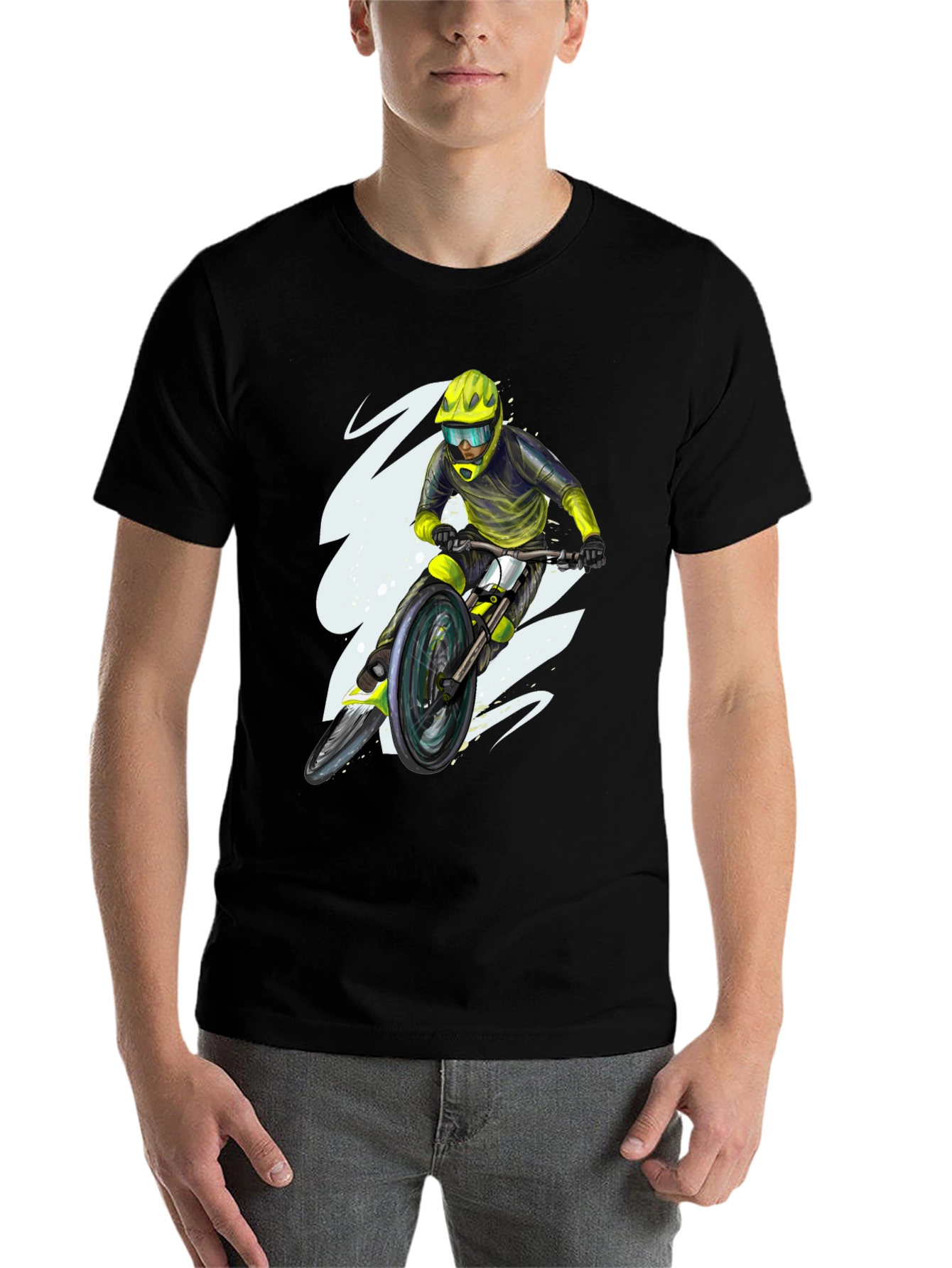 Black Mountain Bike Rider Graphic Tee - Black view 7