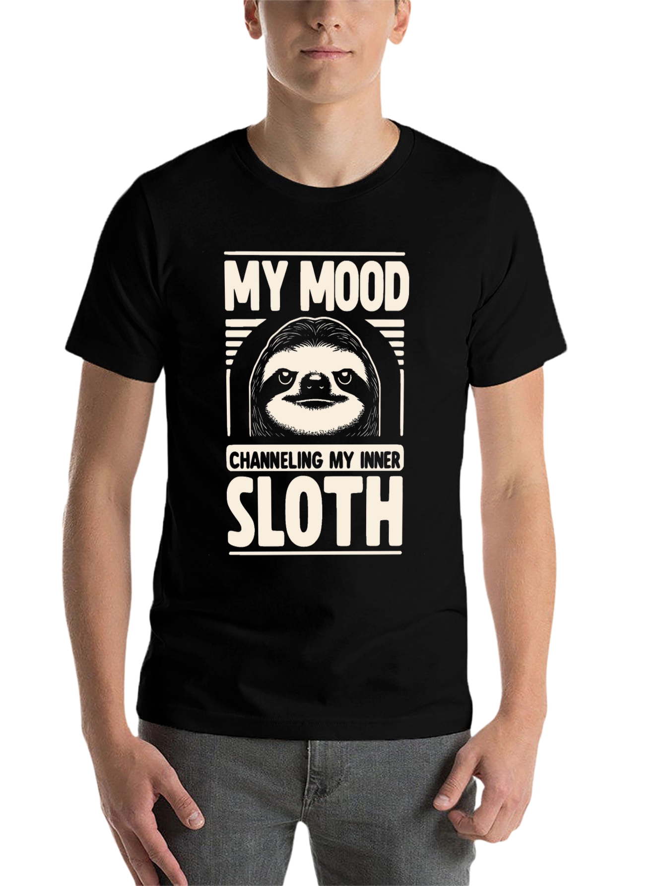 Black My Mood Sloth Graphic T-Shirt - Relaxed Style view 7