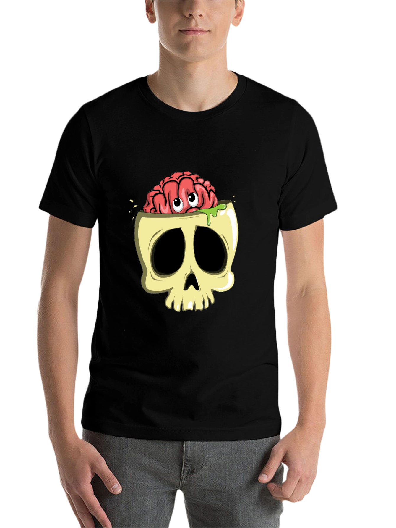 Black Brain Skull Graphic T-Shirt view 7