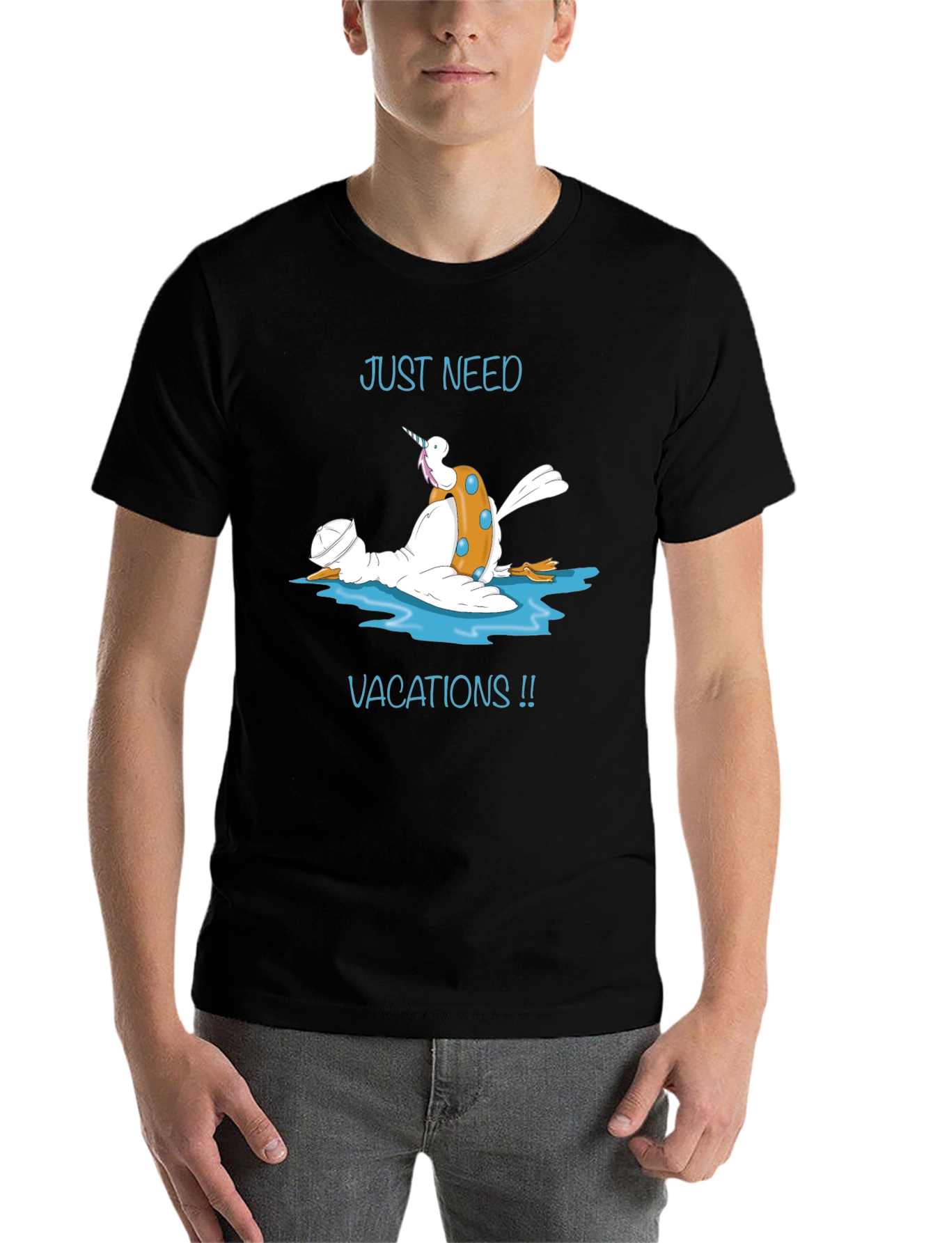 Black Just Need Vacations Duck T-Shirt view 7