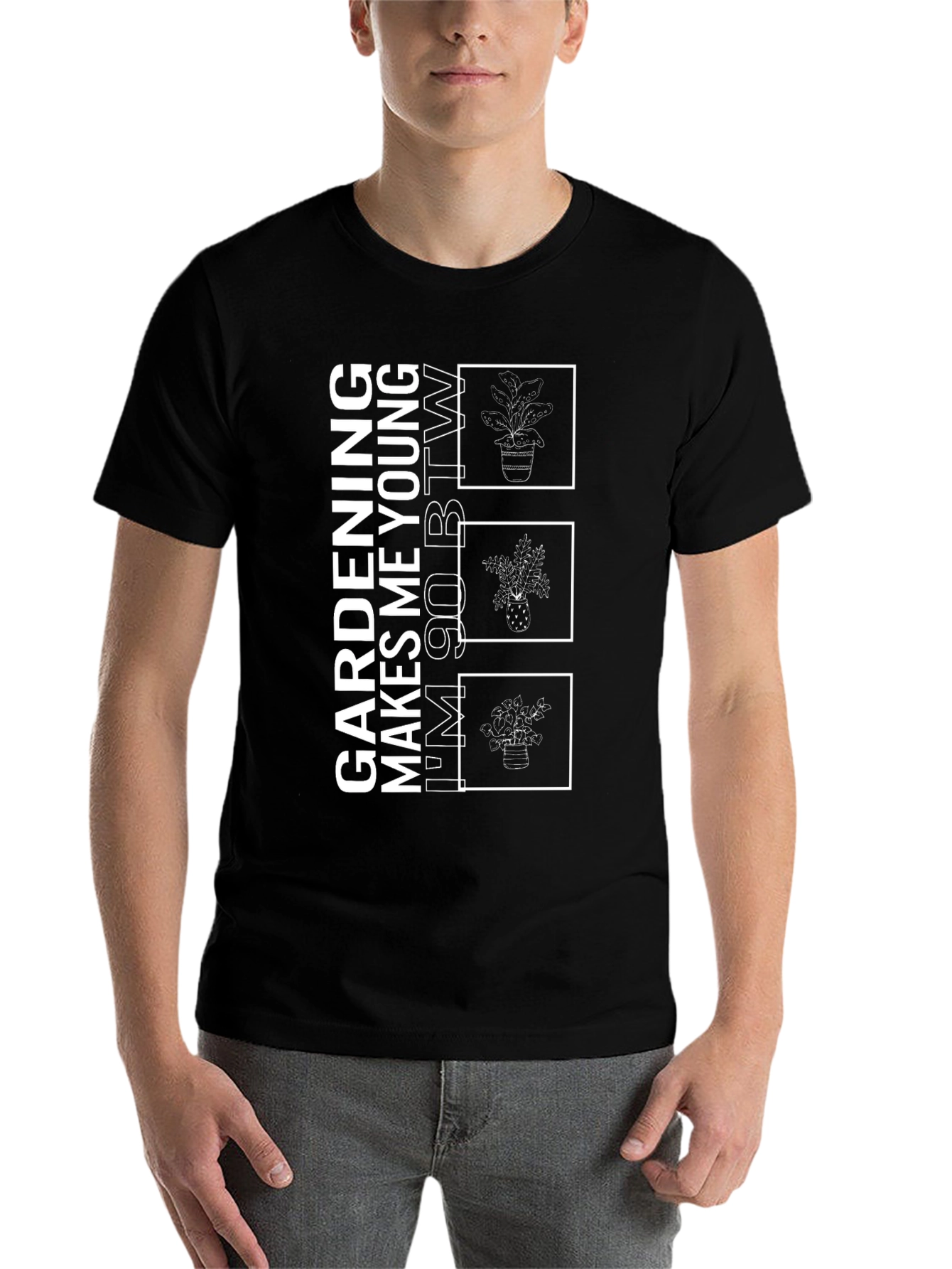 Black Gardening Makes Me Young T-Shirt view 7