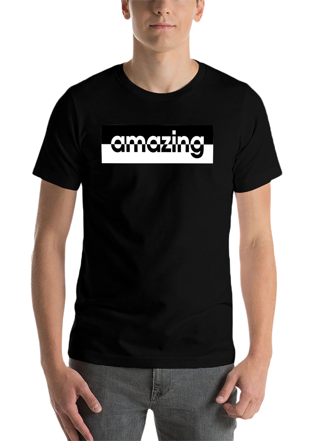 Black Amazing Graphic Print Crew Neck T-Shirt view 7