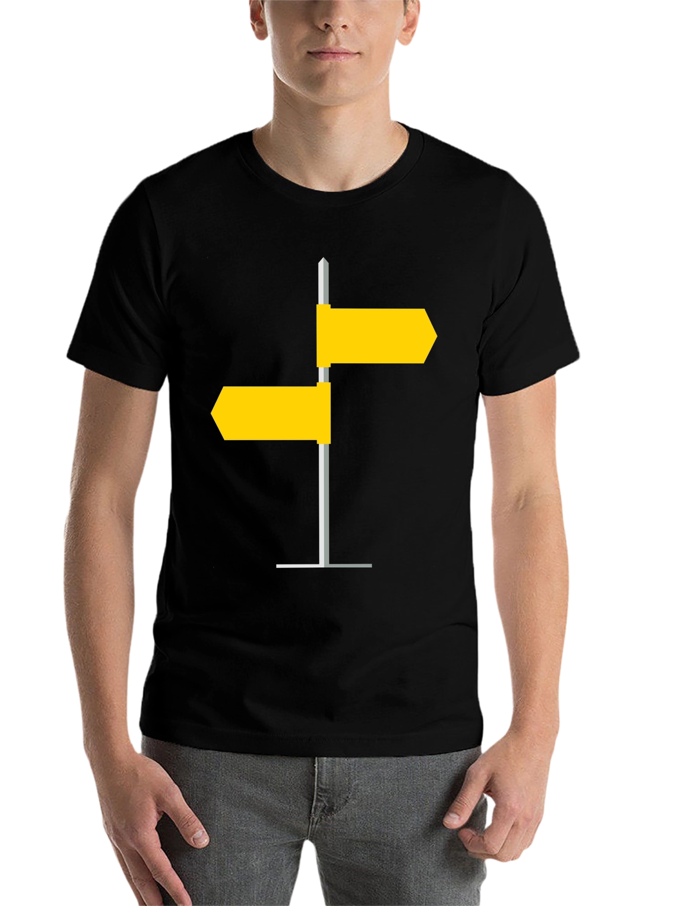 Black Directional Sign Post Graphic Tee - Modern Style view 7