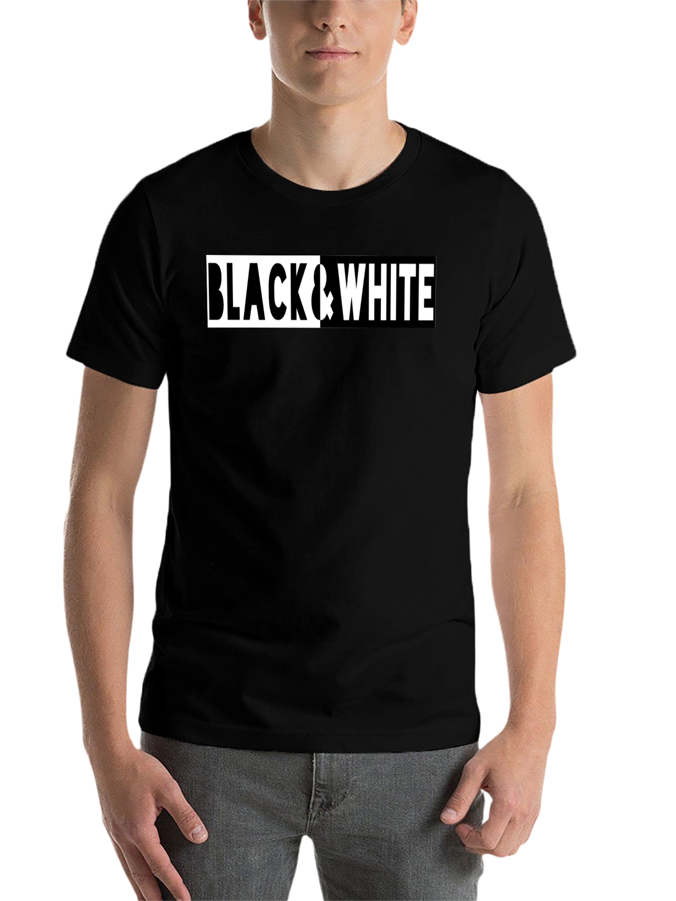 Black Black & White Graphic Tee view 7