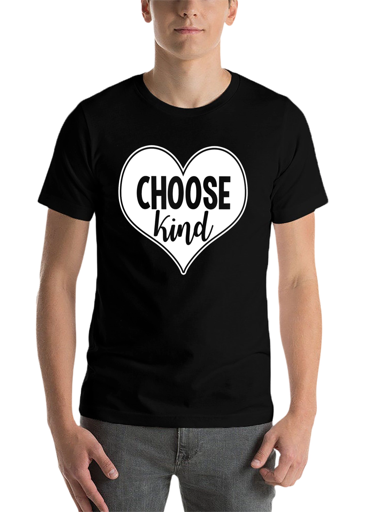 Black Choose Kind Heart Graphic Tee - Soft Cotton Blend view 7