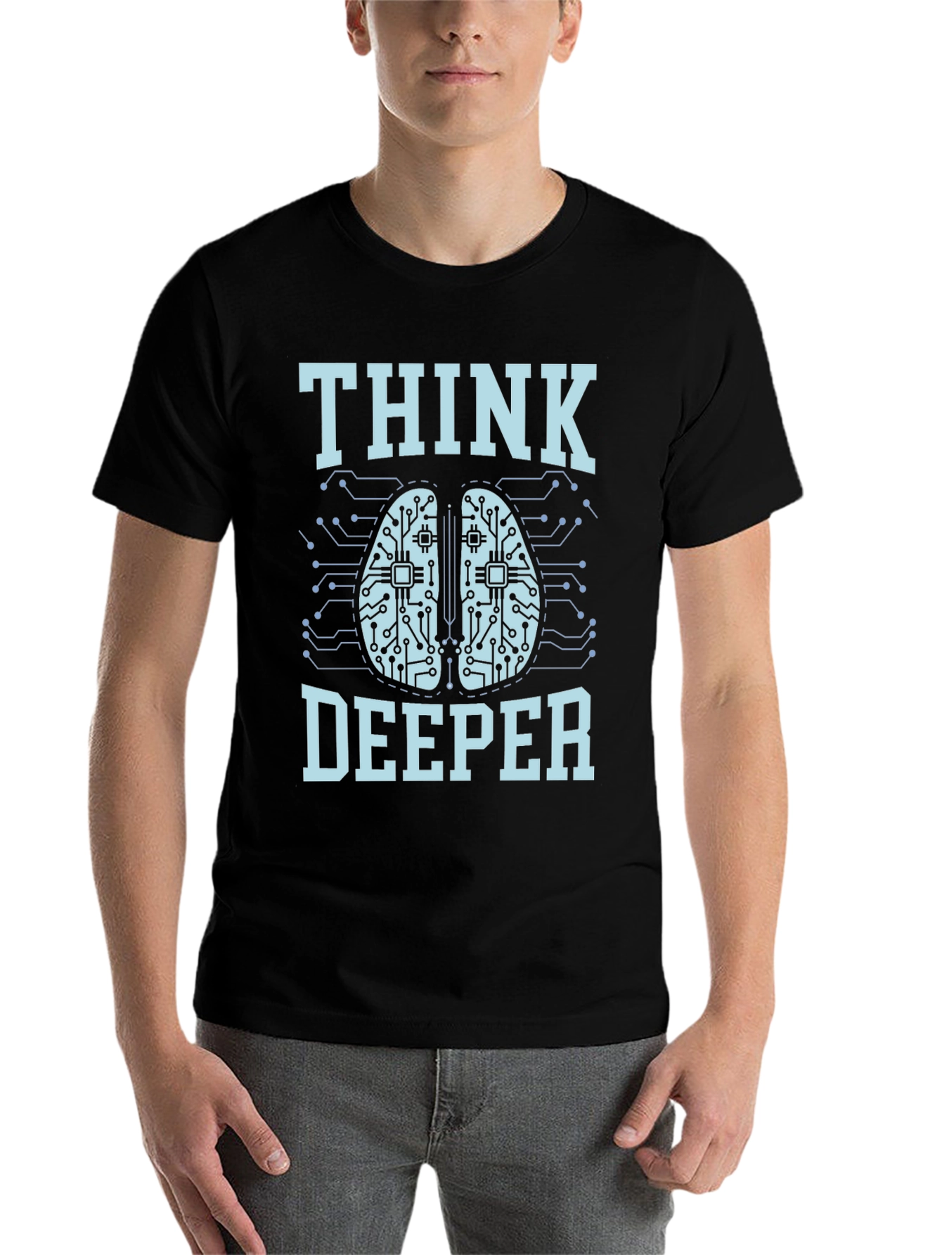 Black Think Deeper Graphic Tee - Black Cotton T-Shirt view 7