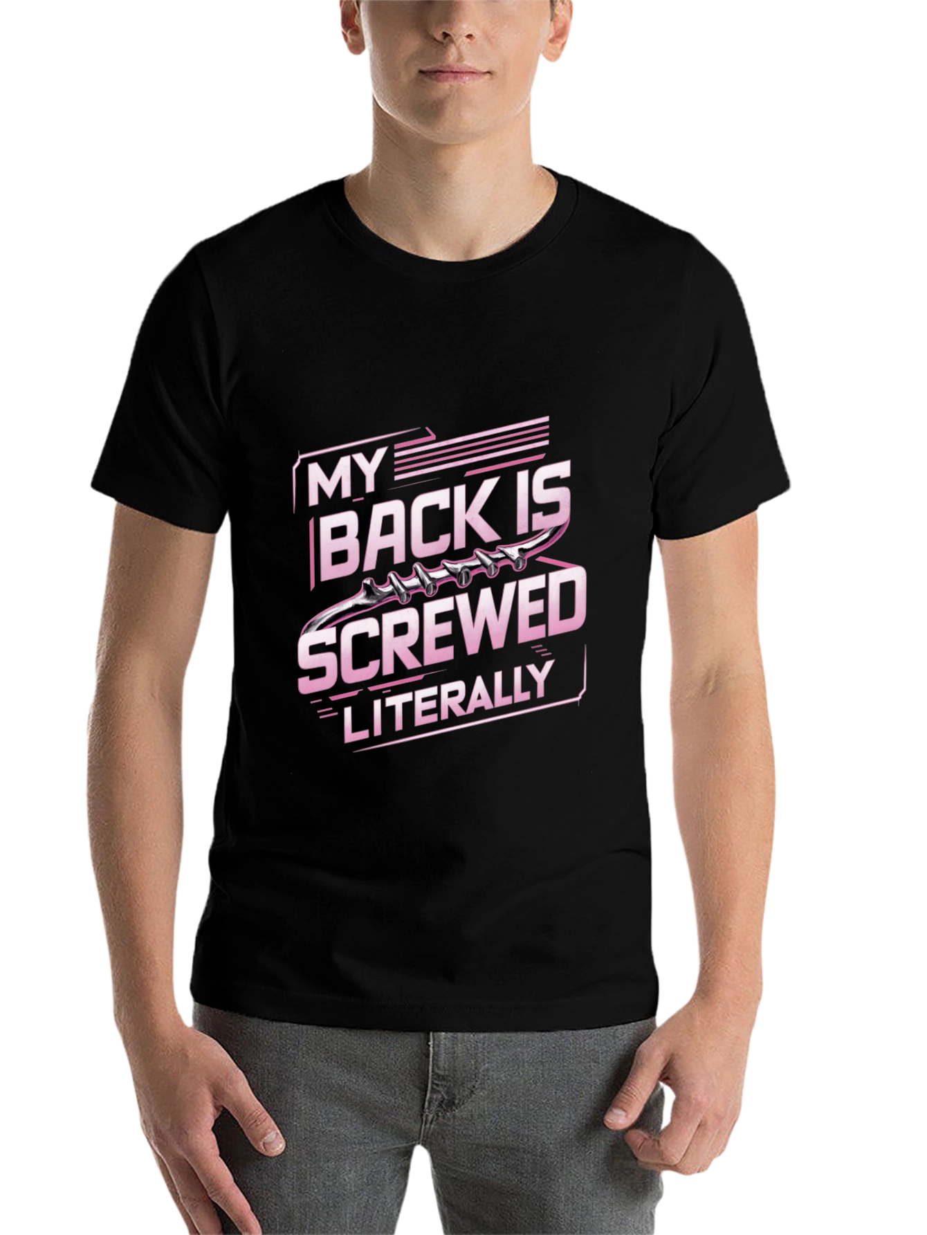 Black My Back is Screwed T-Shirt - Literally view 7