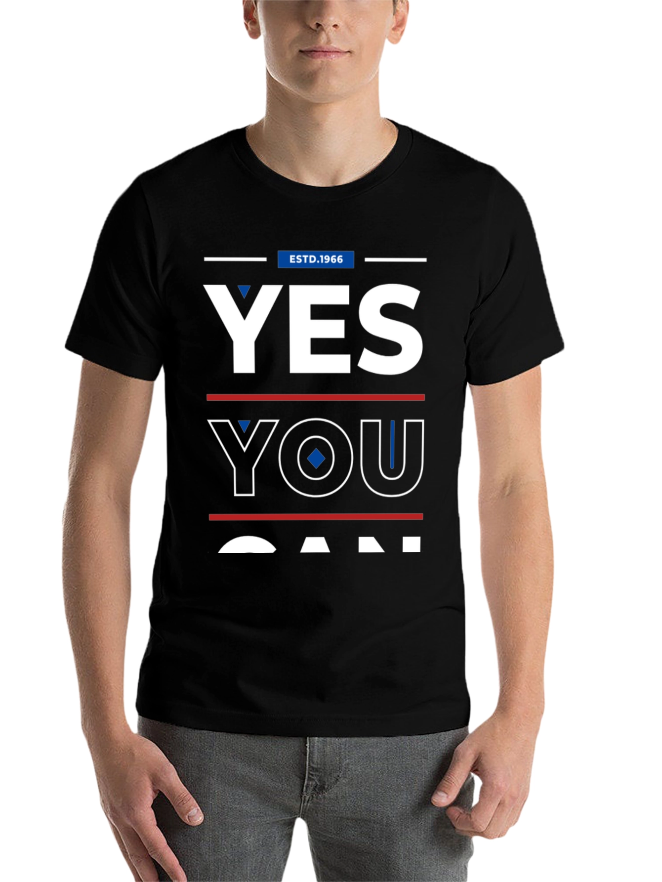 Black Yes You Can Graphic Tee - Est. 1966 - Mens T-Shirt view 7