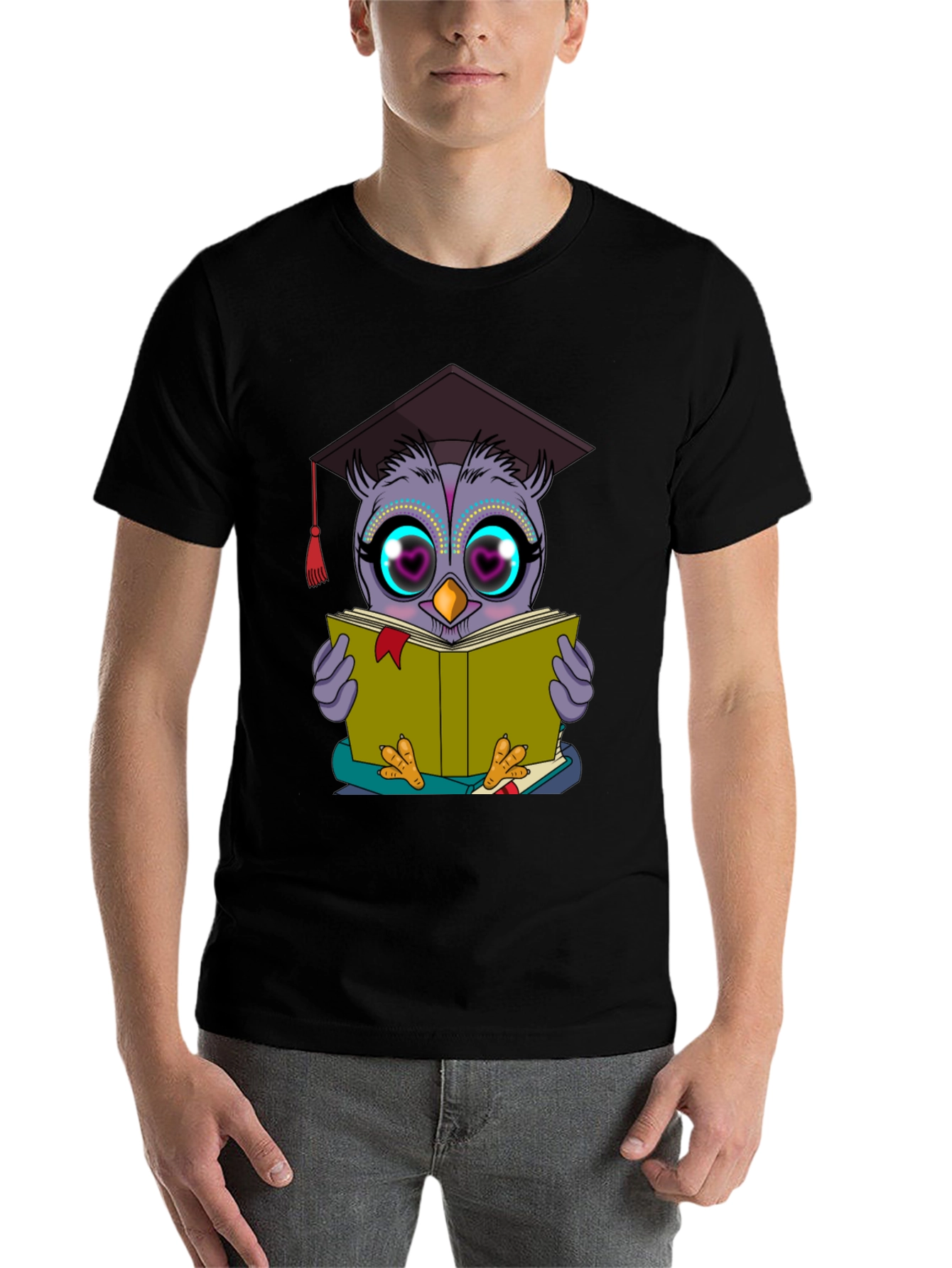 Black Owl Graduate T-Shirt Funny Bookworm Shirt view 7