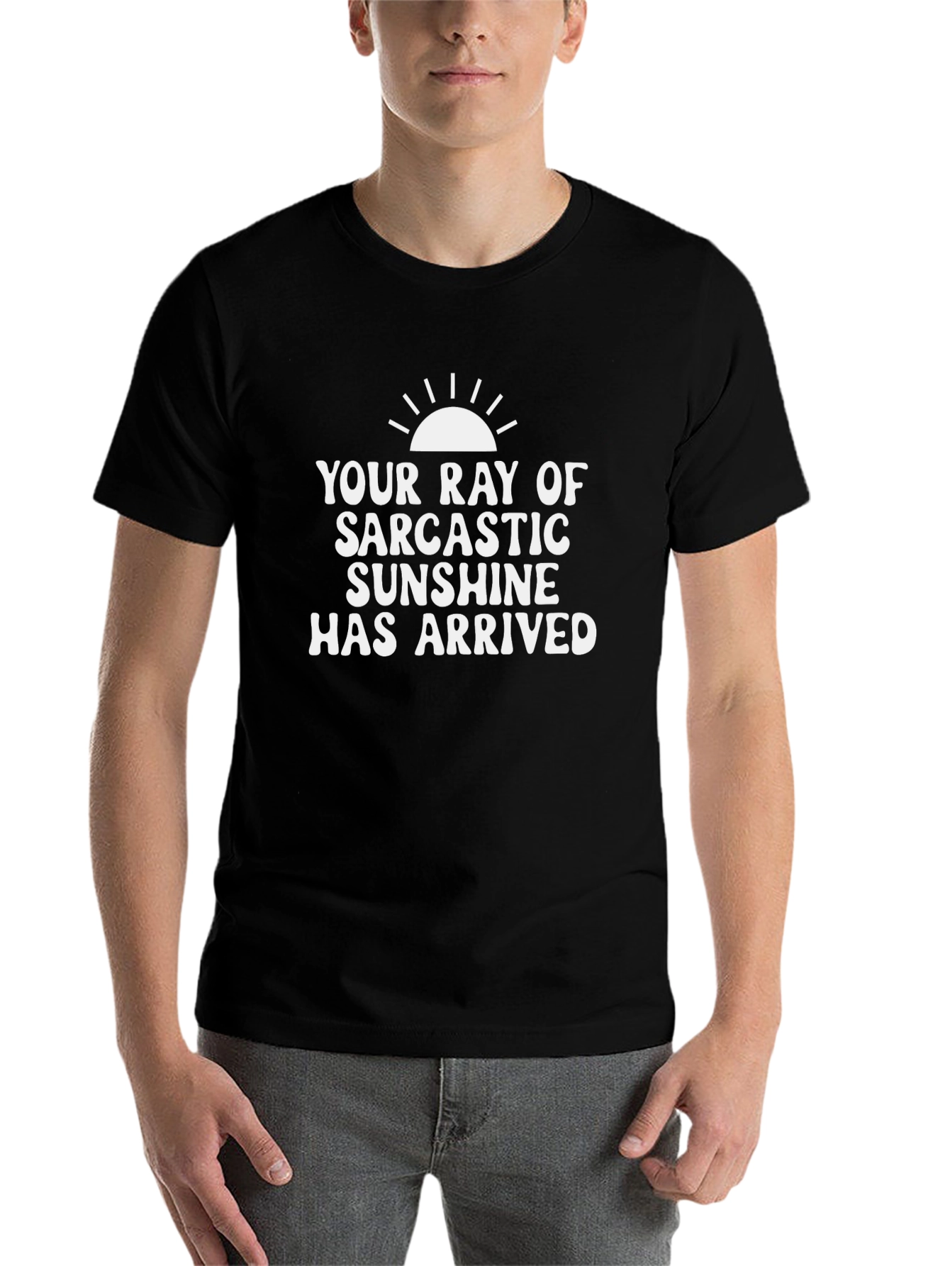 Black Sarcastic Sunshine Graphic Tee - Black Cotton T-Shirt view 7