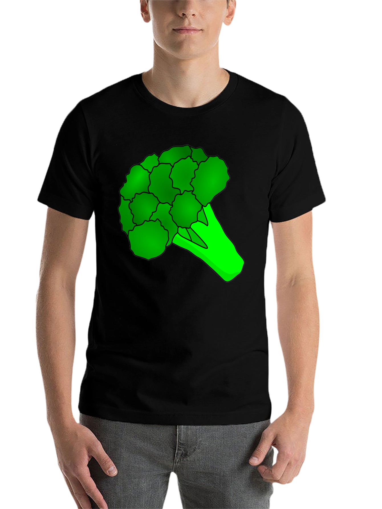 Black Broccoli Graphic Tee - Black Cotton T-Shirt view 7
