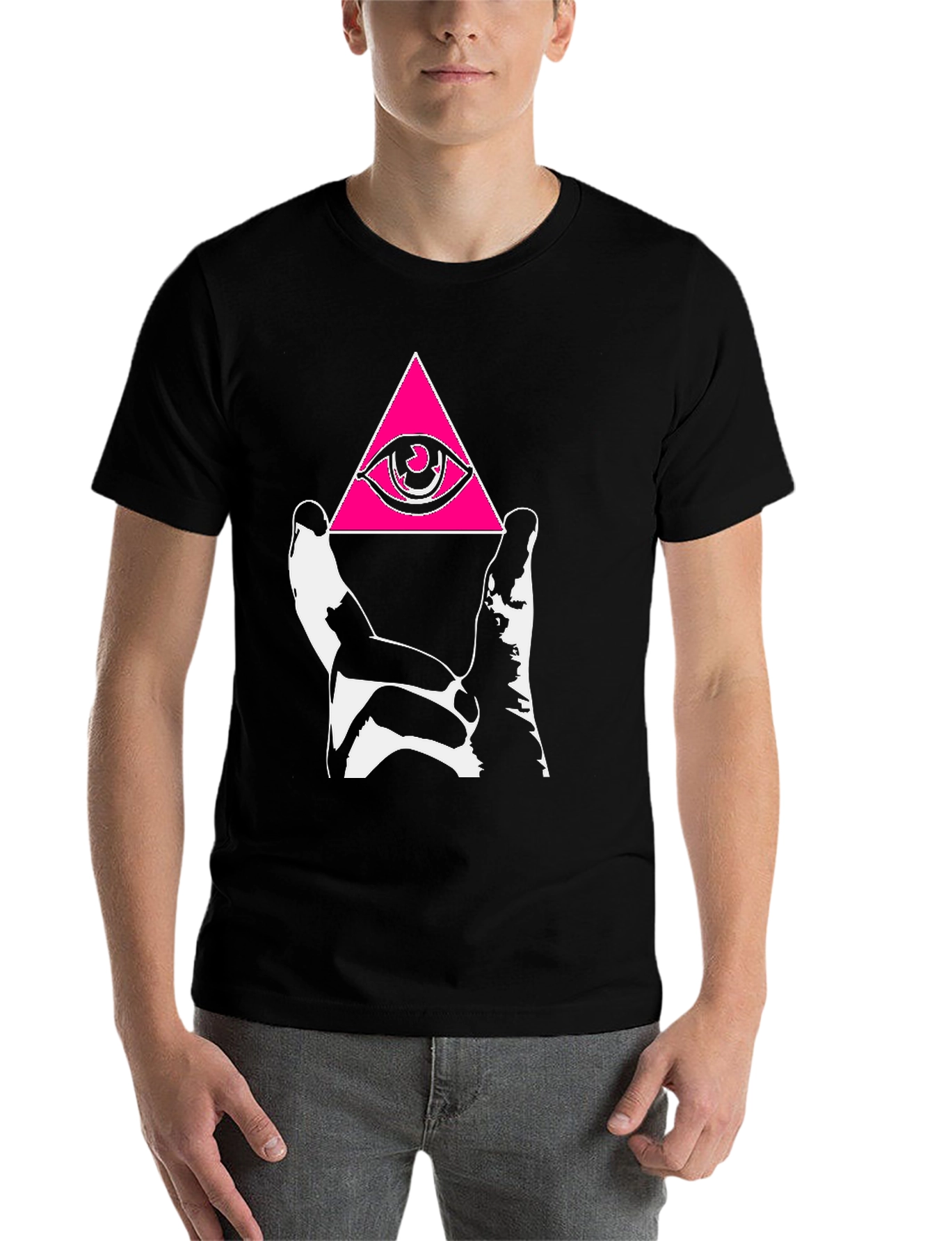 Black Illuminati Eye Pyramid Graphic Tee - Black view 7