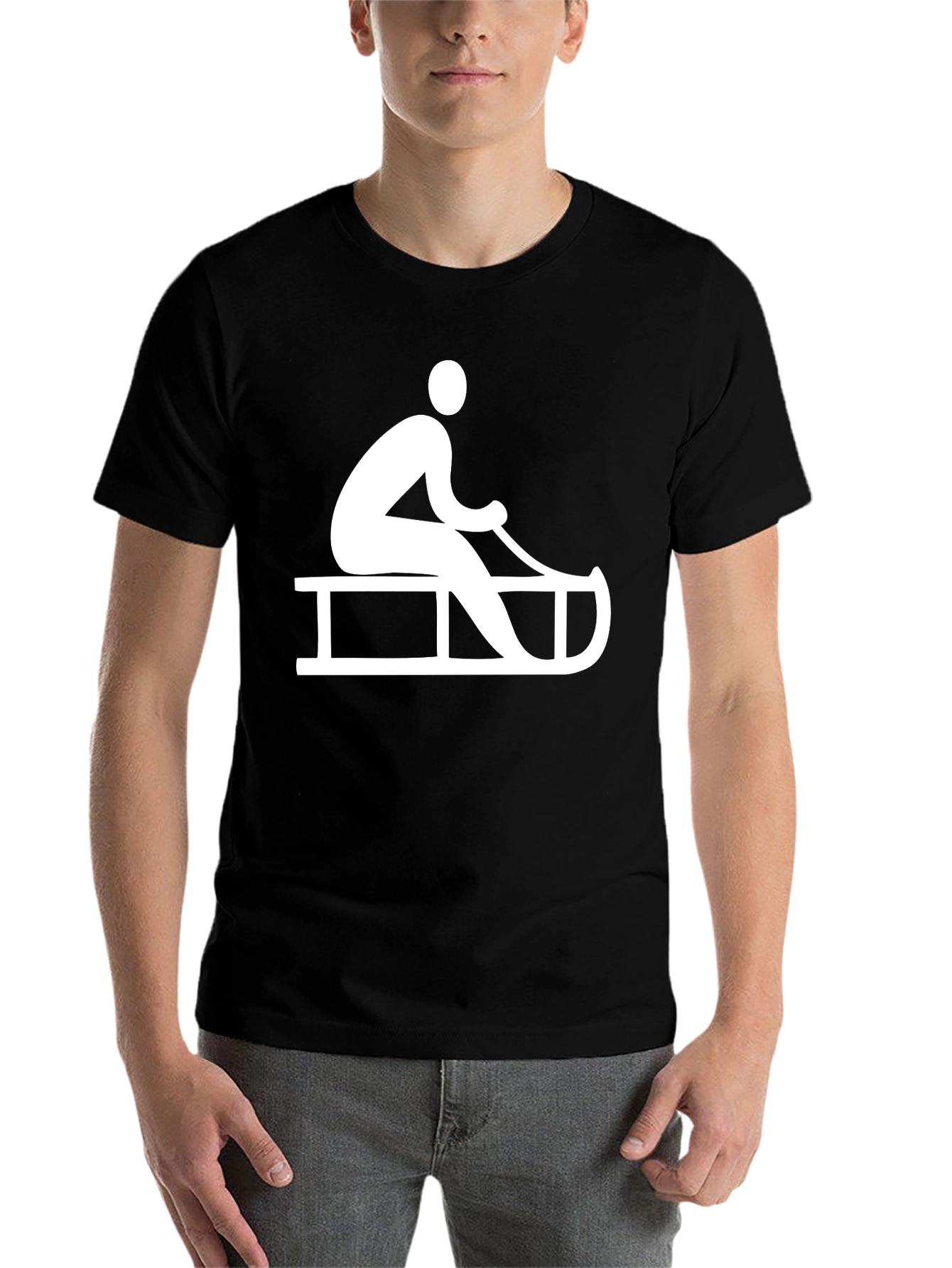 Black Sledding Graphic Tee - Winter Fun T-Shirt view 7
