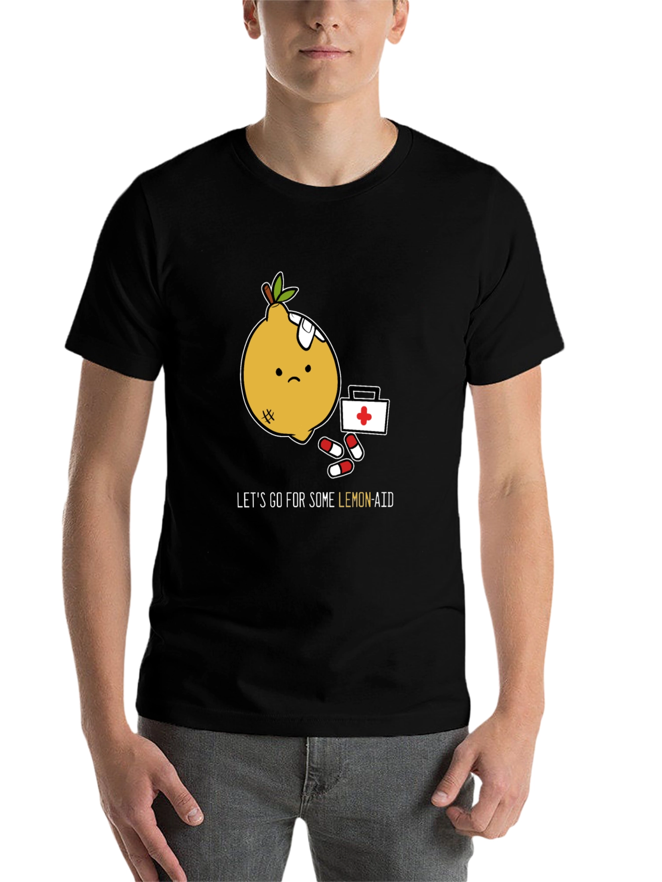 Black Funny Lemon Aid T-Shirt - Get Well Soon view 7