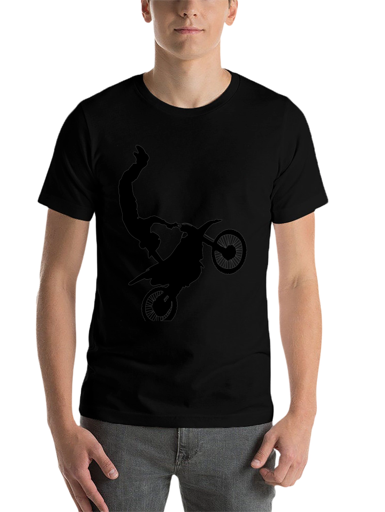 Black Black Motorcycle Stunt Graphic Tee view 7