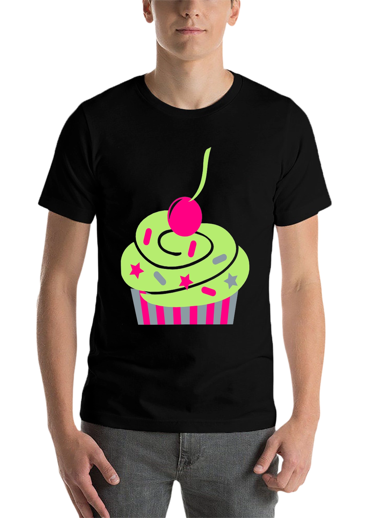 Black Funky Cupcake Graphic Tee - Quirky Style view 7
