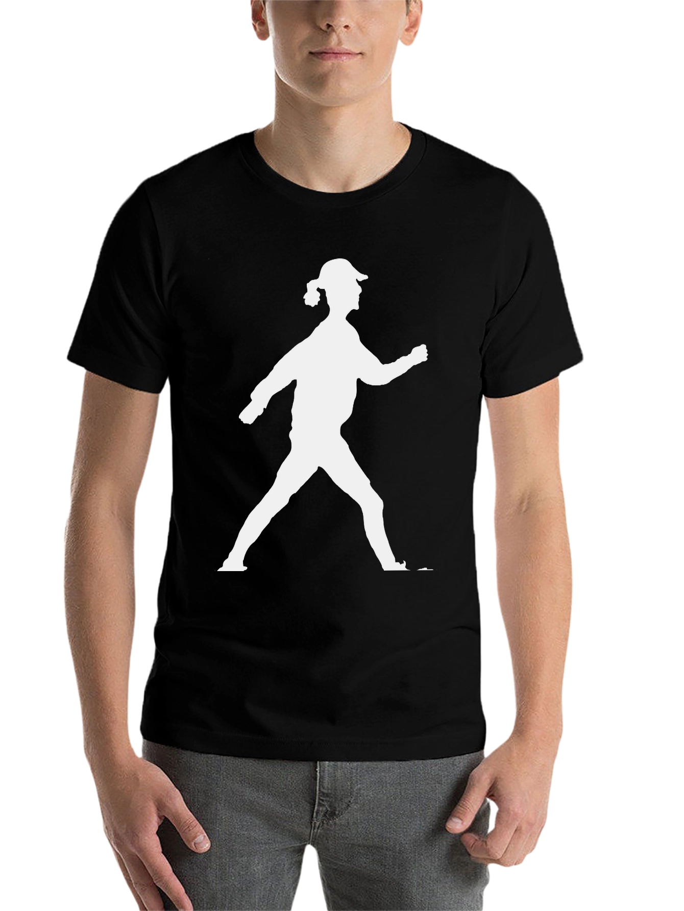 Black Silhouette Walker Graphic Tee - Black Unisex Shirt view 7