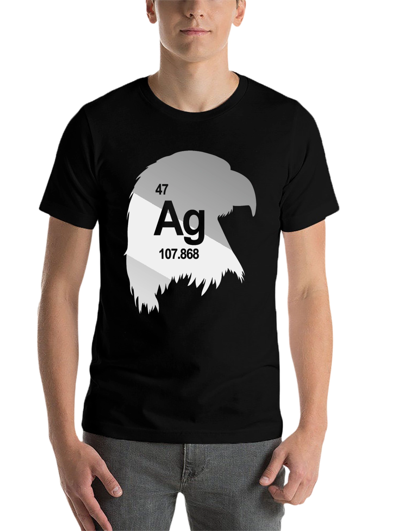 Black Silver Eagle Tee - Men's Science Inspired Graphic T-Shirt view 7