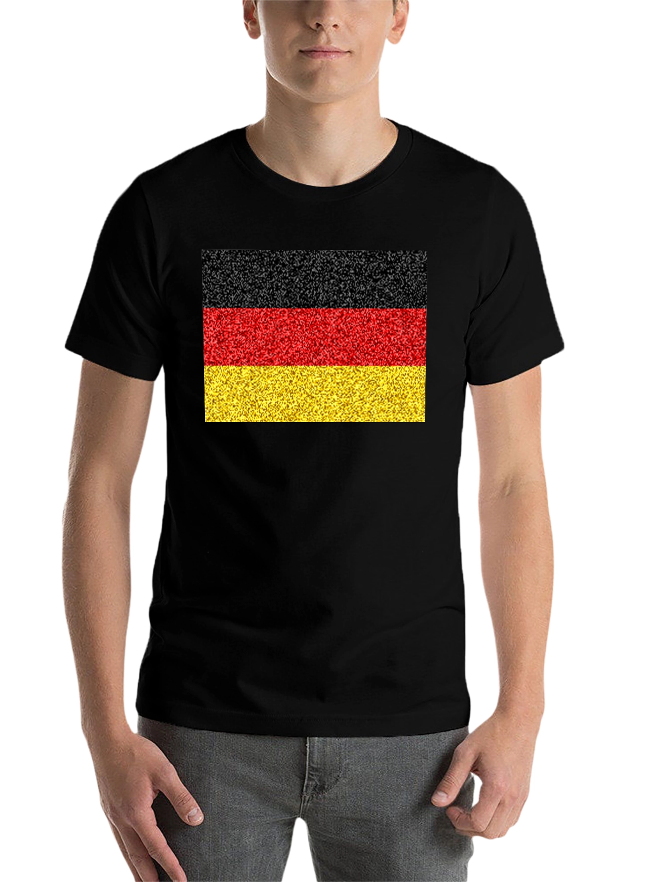 Black German Flag T-Shirt - Black Cotton Tee view 7